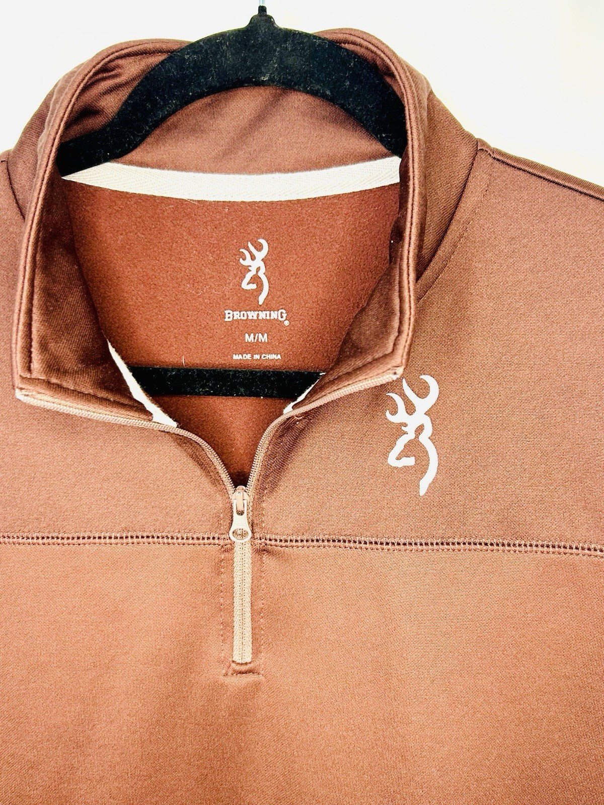 Browning Sweater Mens Medium Brown Polyester Quarter Zip Pullover Hunting