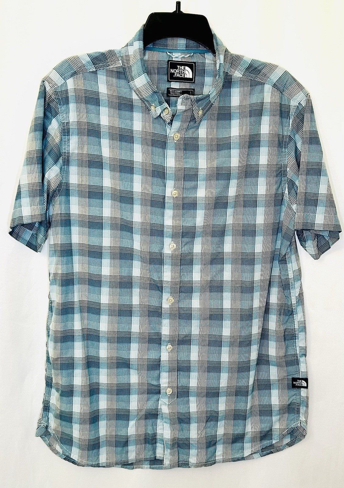 The North Face Shirt Men’s Large Plaid Nylon Button Up Short Sleeve