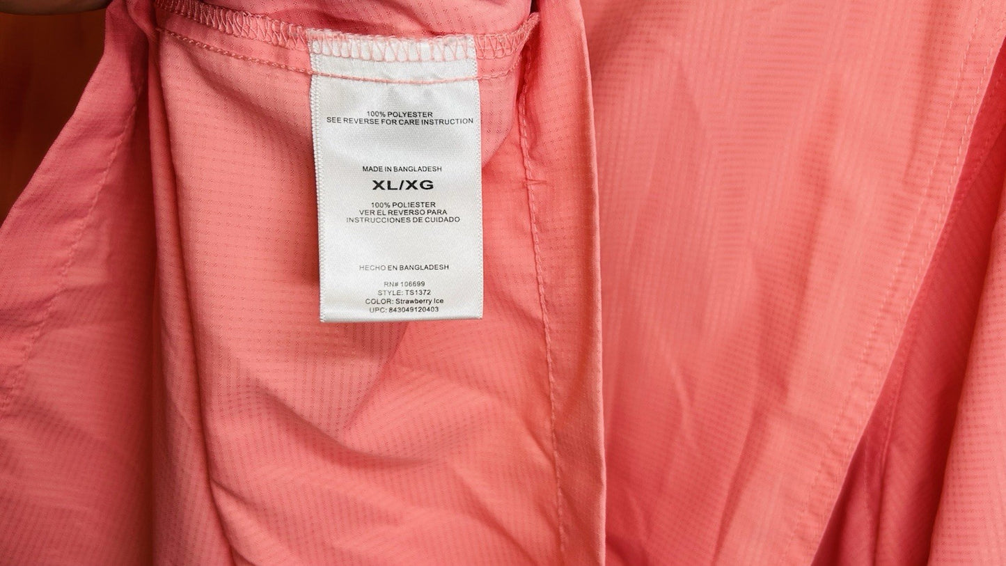 Habit Mens Short-Sleeve Button-Front Shirt, Salmon Red, UPF 40+, Size XL, EUC
