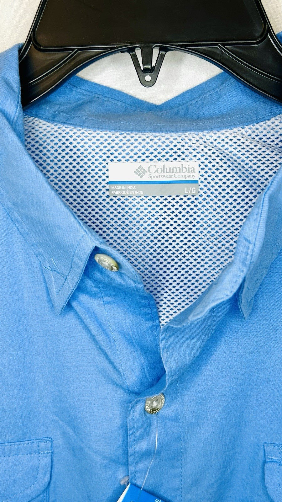 NWT Columbia PFG Bonehead Shirt Men’s Large Blue Button S/S Vented Fishing