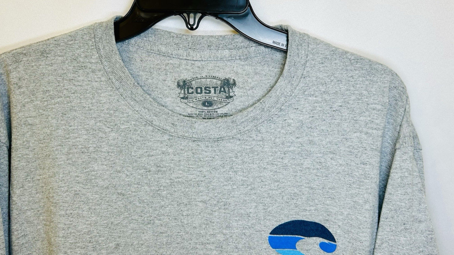 COSTA Gray Long Sleeve Top with Arm Print Men’s Large