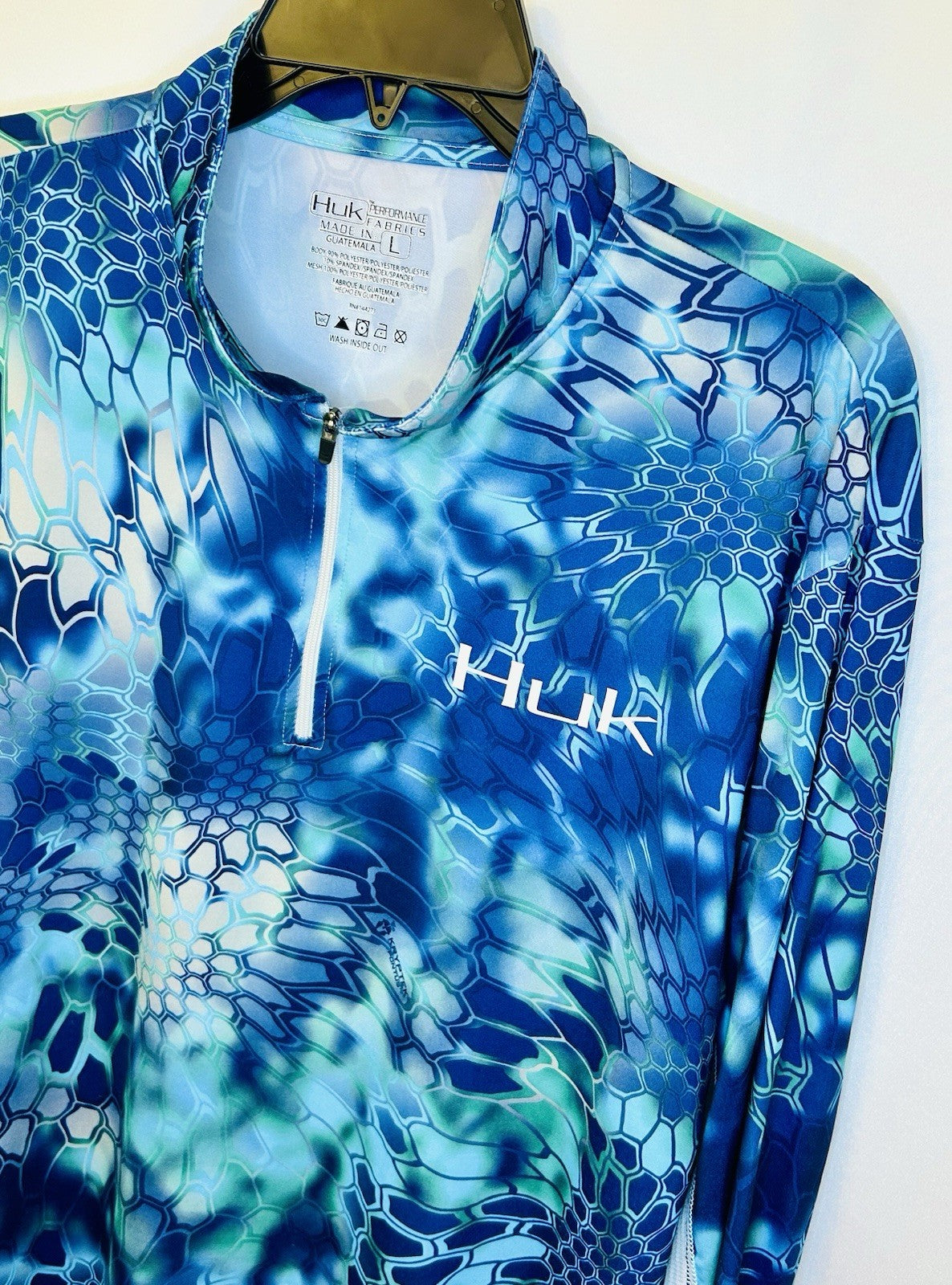 HUK Fishing Kryptek Pontus 1/4 Zip Camouflage Outdoor Performance Shirt Size L