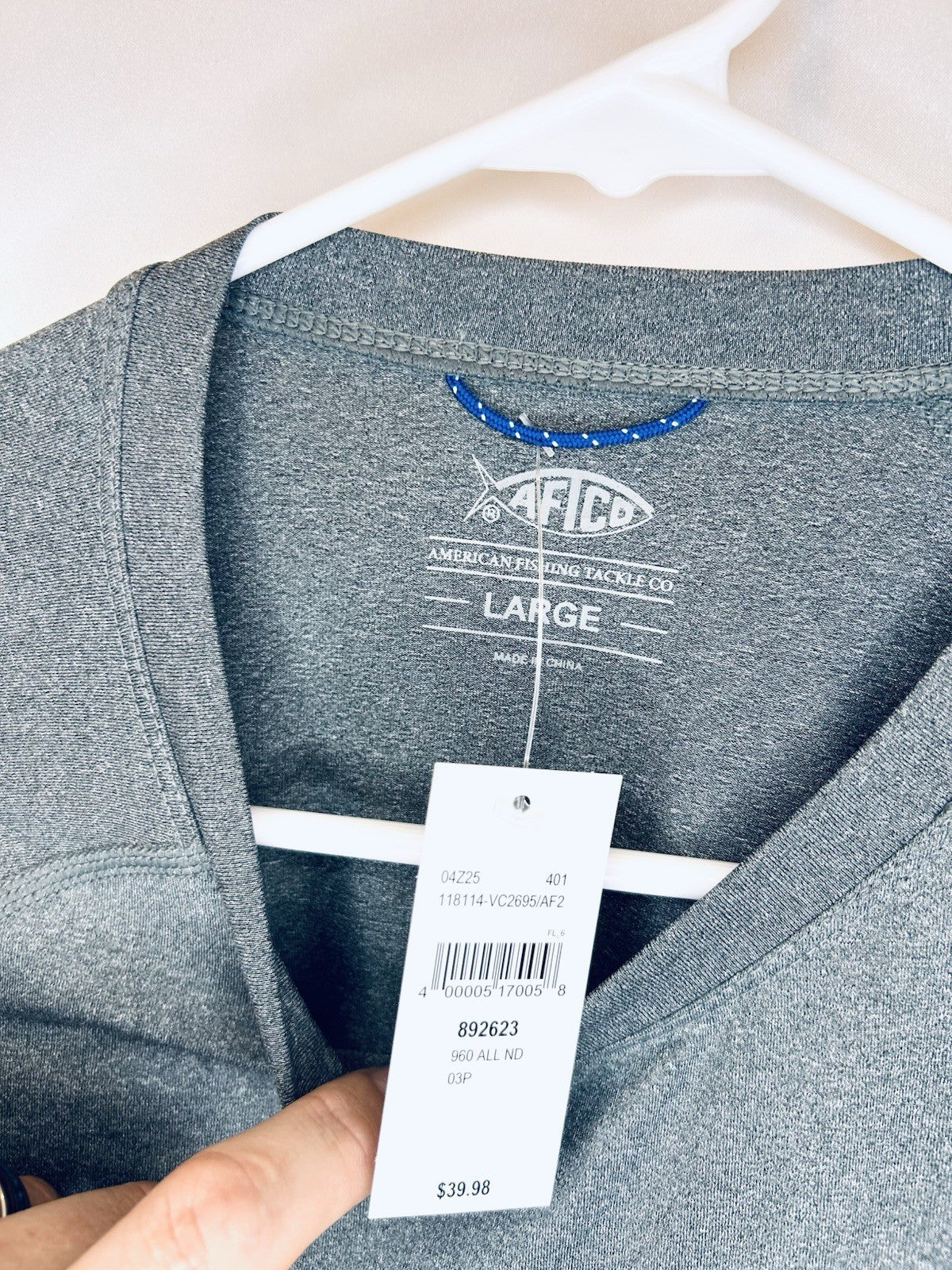 NWT AFTCO SAMURAI SUN SHIRT - MEN’S SIZE LARGE - GREY WITH TAN LOGO