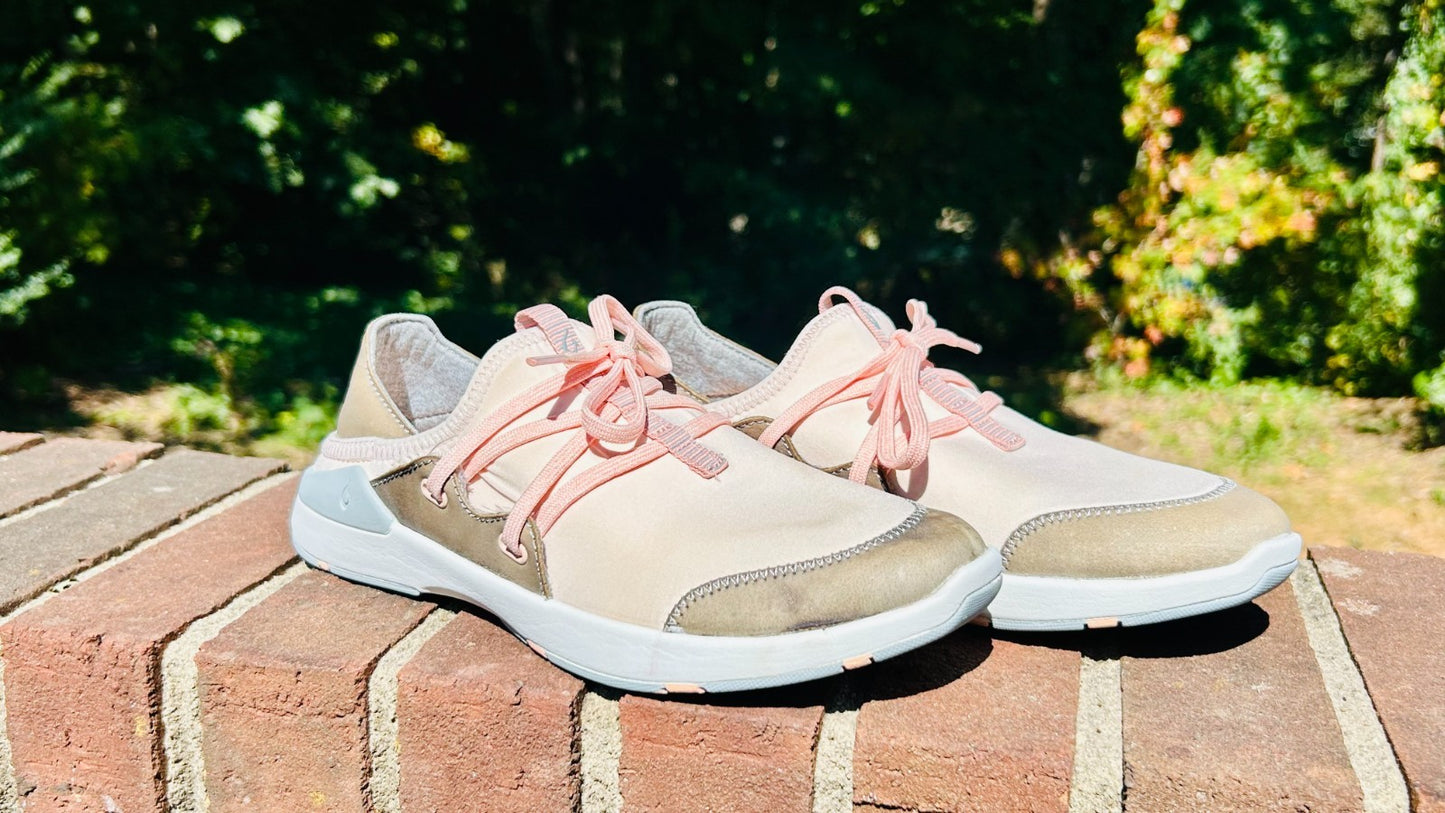OLUKAI Pearl Blush/Pale Grey Miki Li Slip On Shoes Sneakers | Women's Size 7