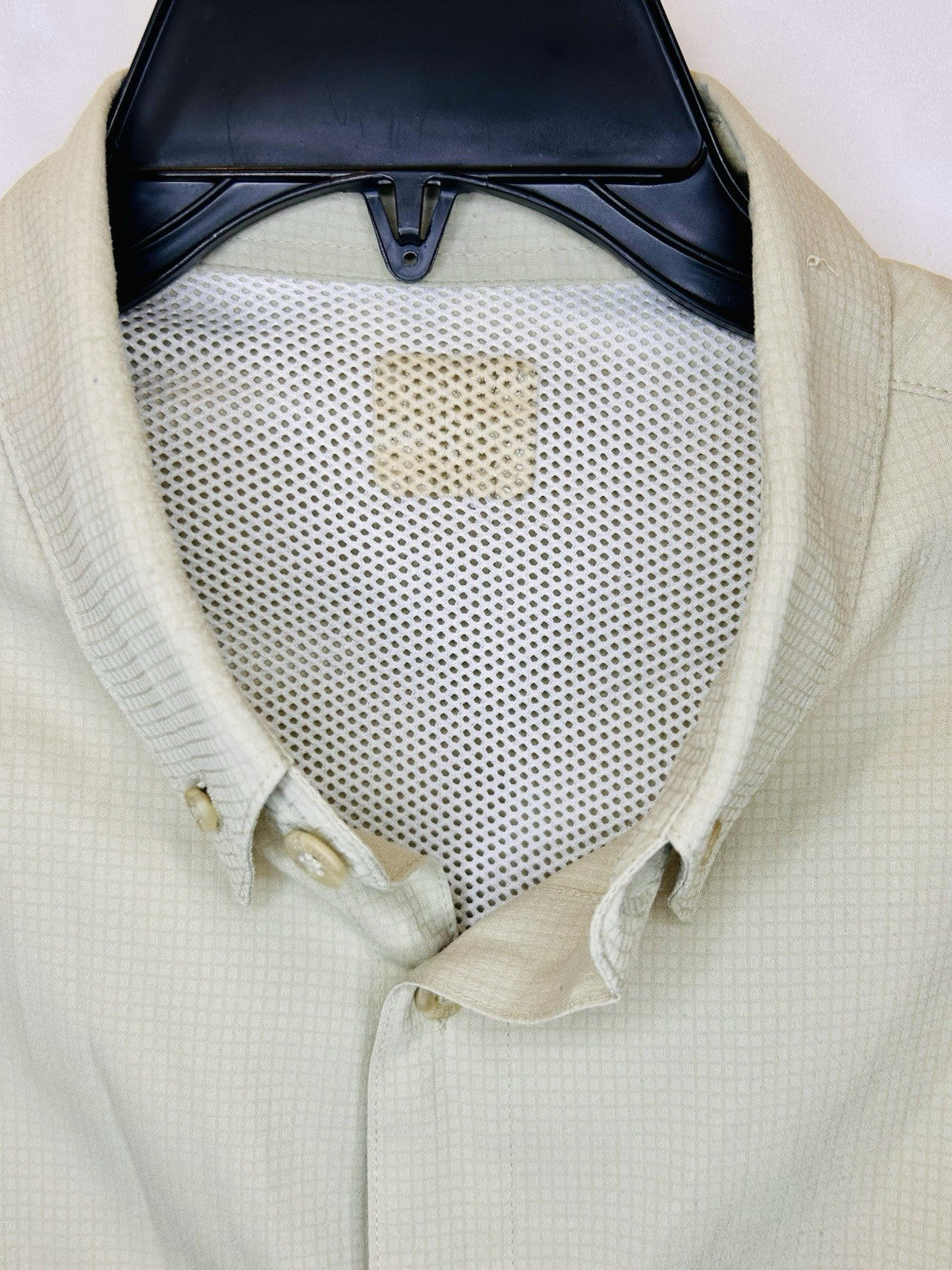 Columbia Men's Large PFG Shirt Omni Shade Vented Long Sleeve Button Beige