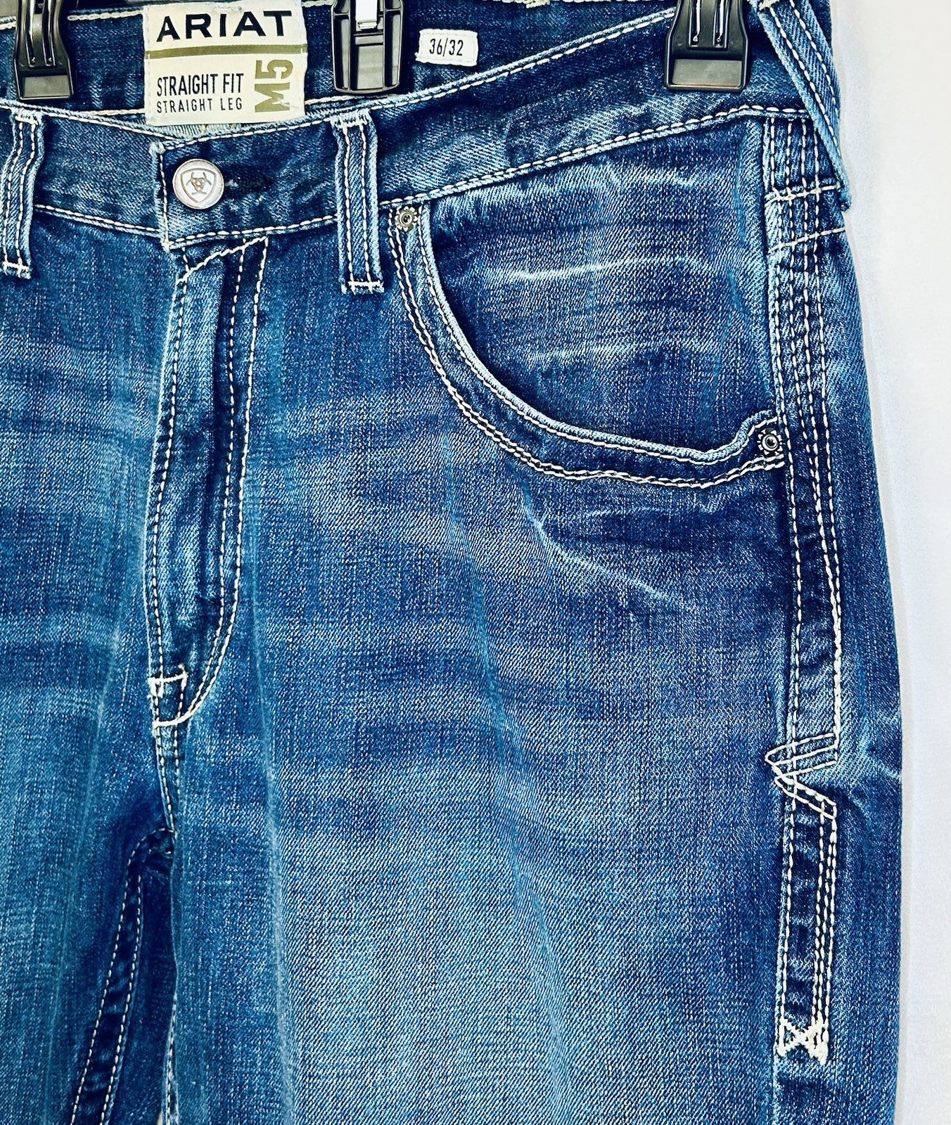 Ariat M5 Slim Straight Leg Blue Jeans Denim Mens Size 36x32