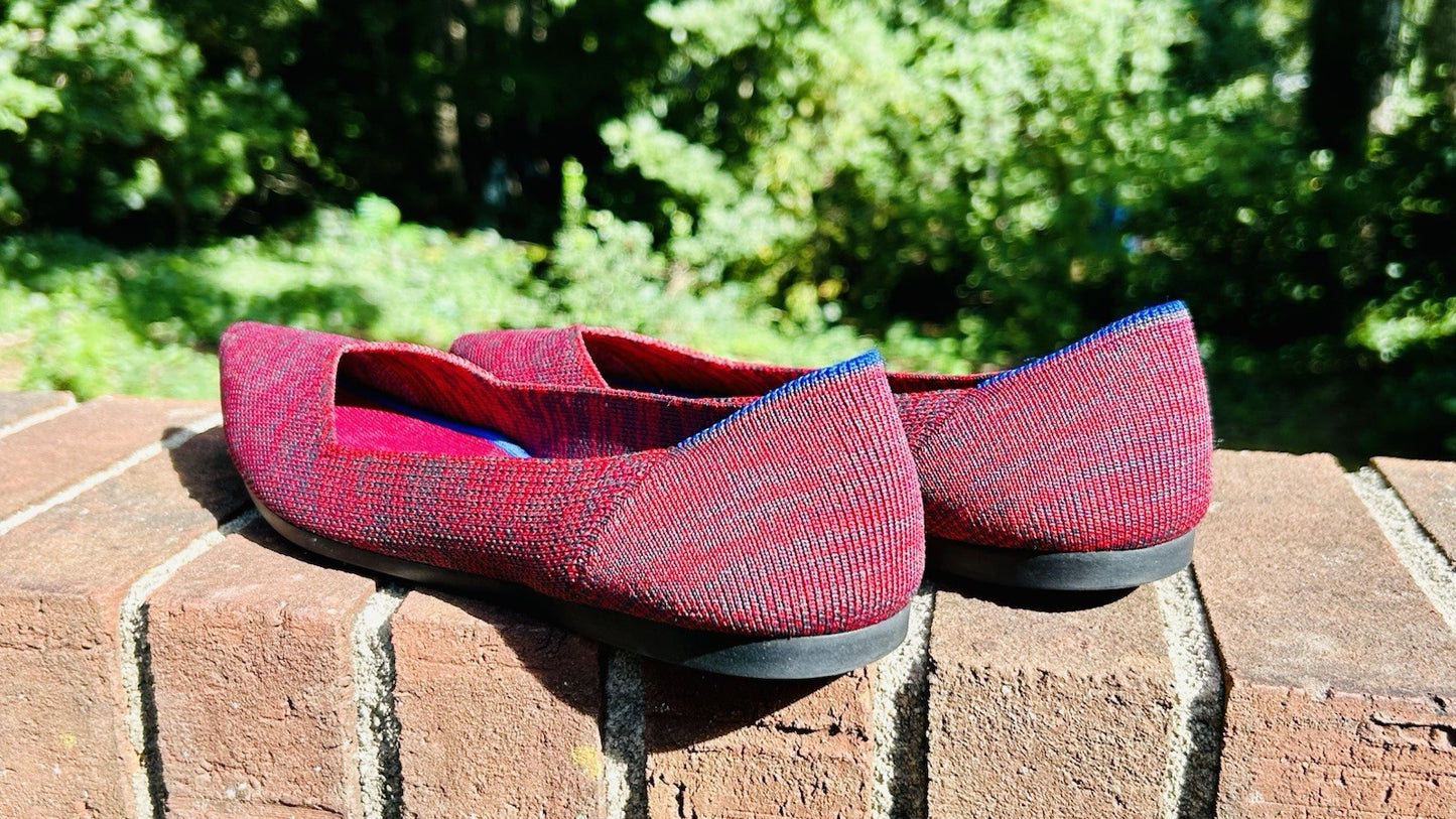 NWOT Rothy’s The Point Ballet Flats Women’s Size 9 Red Knit Fabric Casual Shoes