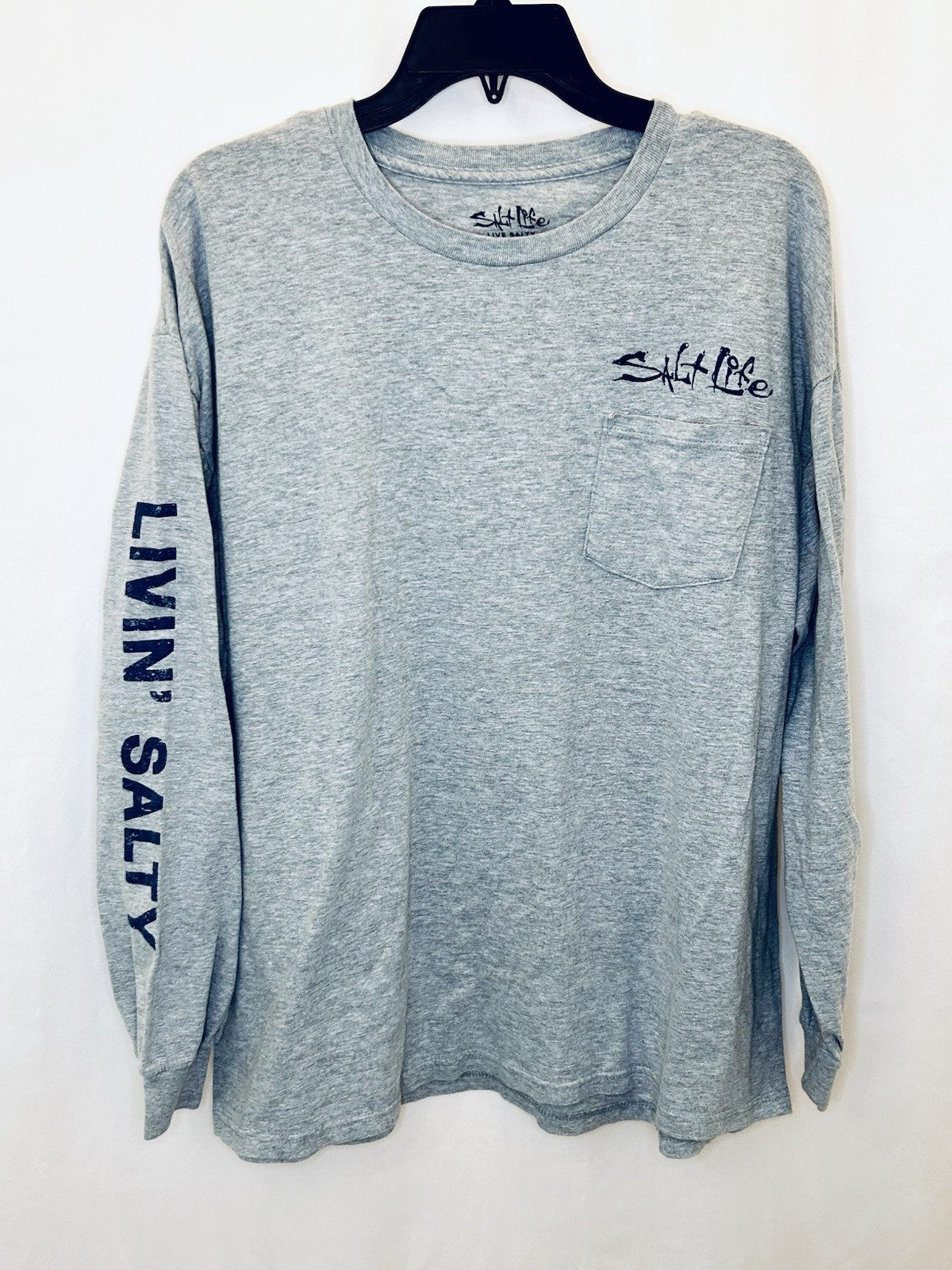 Salt Life Graphic T-shirt Mens XL Cotton Grey Long Sleeve | Livin’ Salty