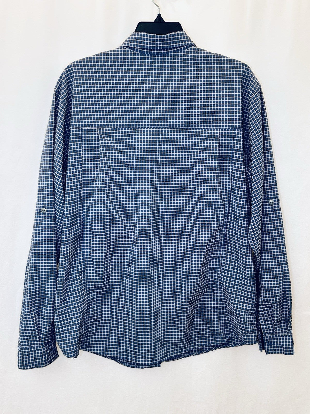 Vintage Sportif Outdoor Men’s LargeShirt Blue Button Up Fishing Pockets Vented
