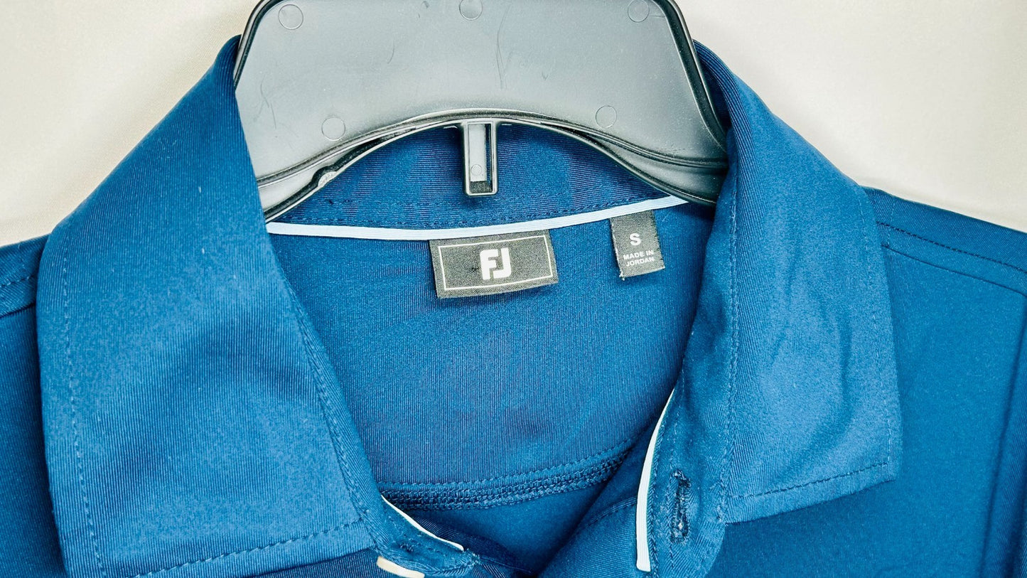 FootJoy Polo Shirt Mens Small Blue Short Sleeve Golf R 1947 Performance Stretch