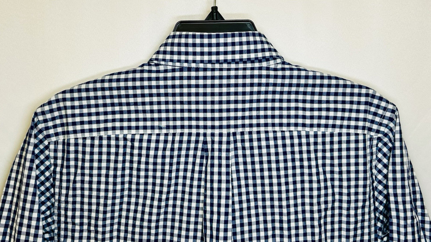 Boys Vineyard Vines L 16-18 Blue Check Long Sleeve Button Up Shirt / Whale Shirt