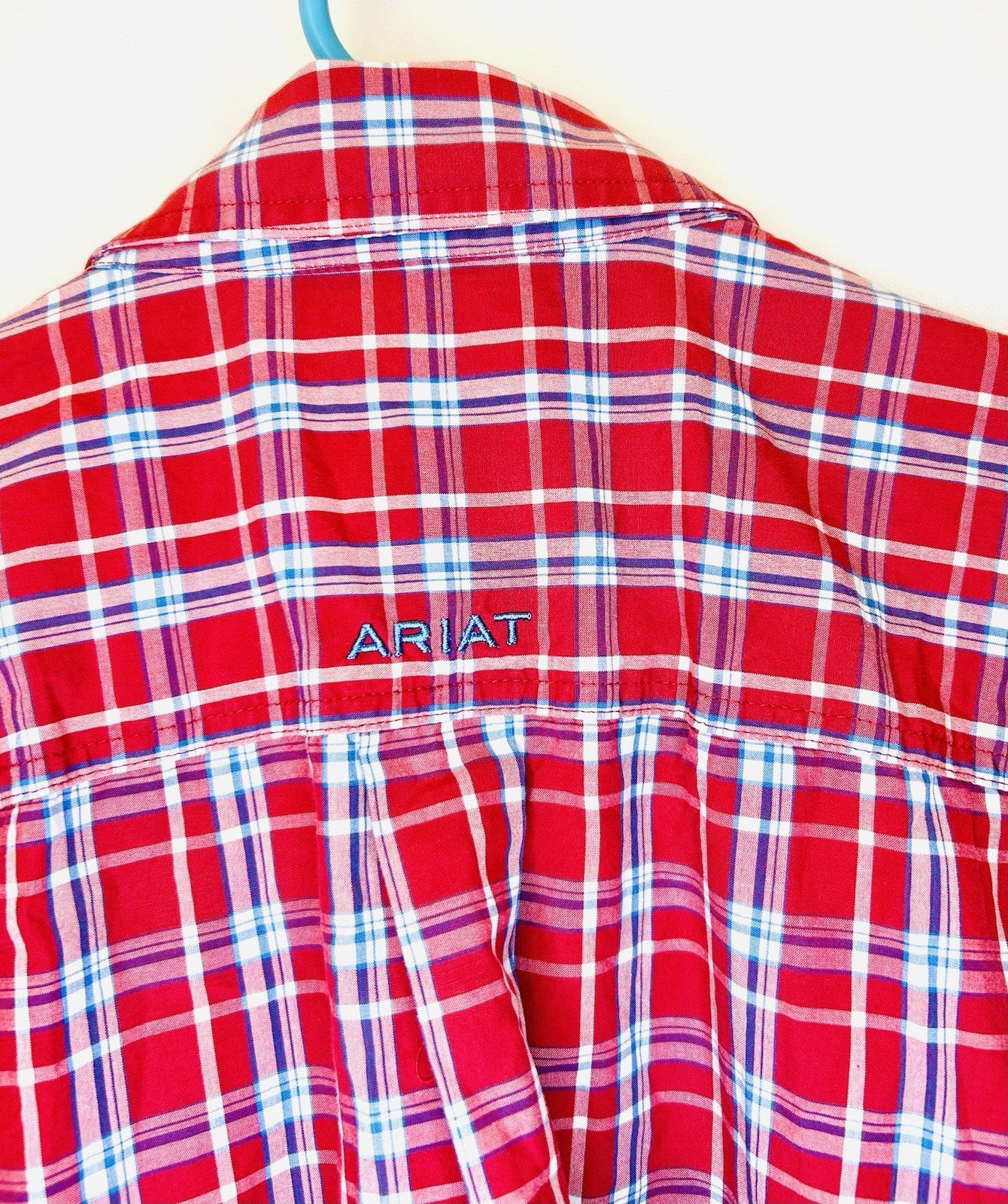 Ariat Pro Series Shirt Mens M Red Check Western Cowboy Short Sleeve Button Down