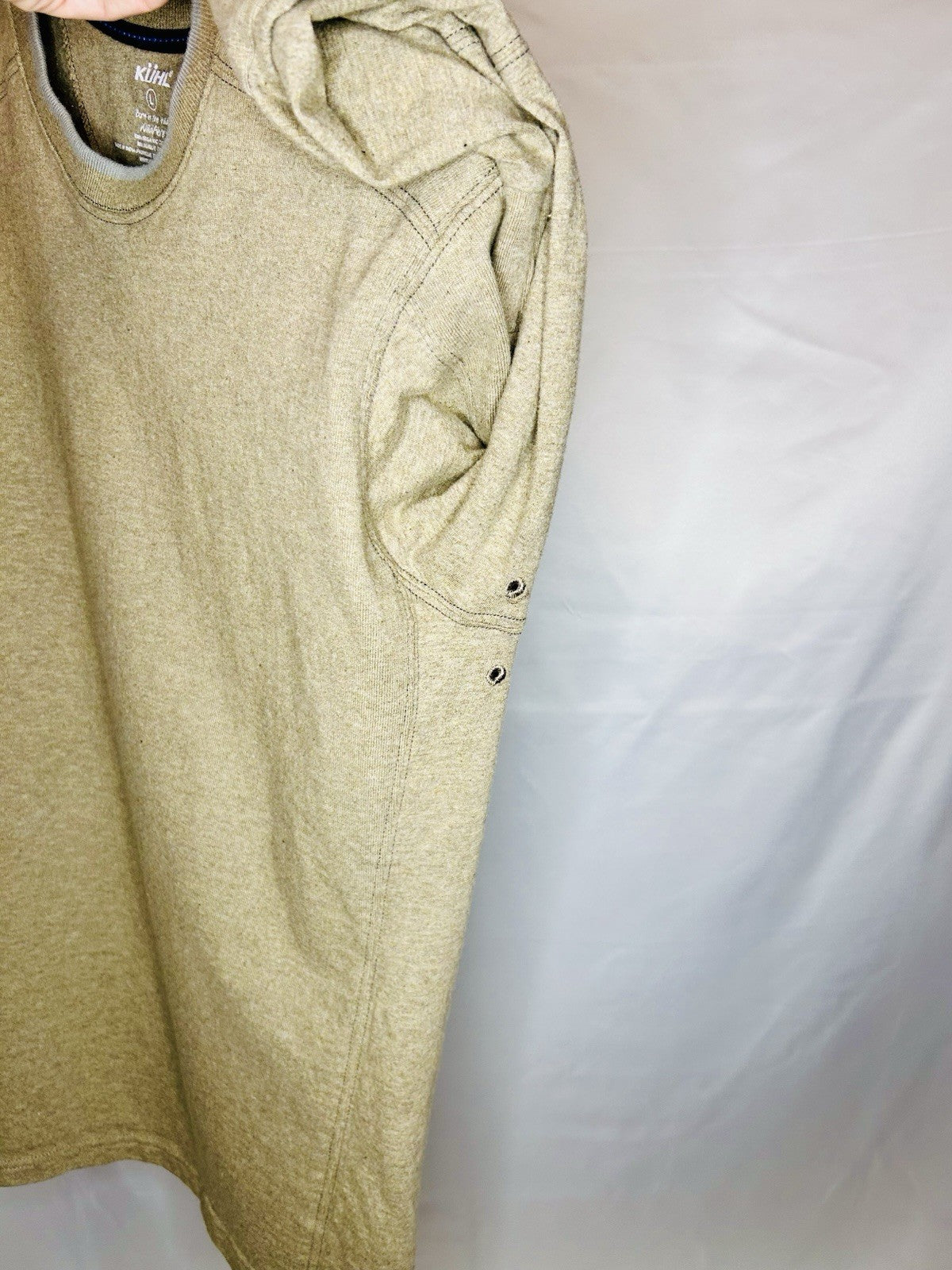 Kuhl Evader Sweater Mens L Olive Merino Cotton Blend Knit Crew Neck Pullover