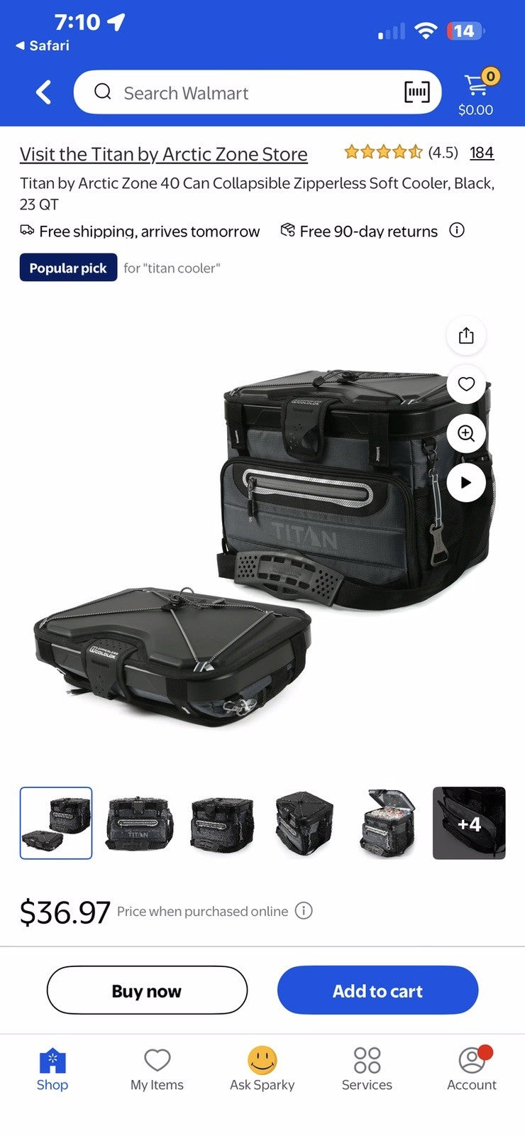 Titan by Arctic Zone 40 Can Collapsible Cooler with 2 Drink Holders - Used Twice