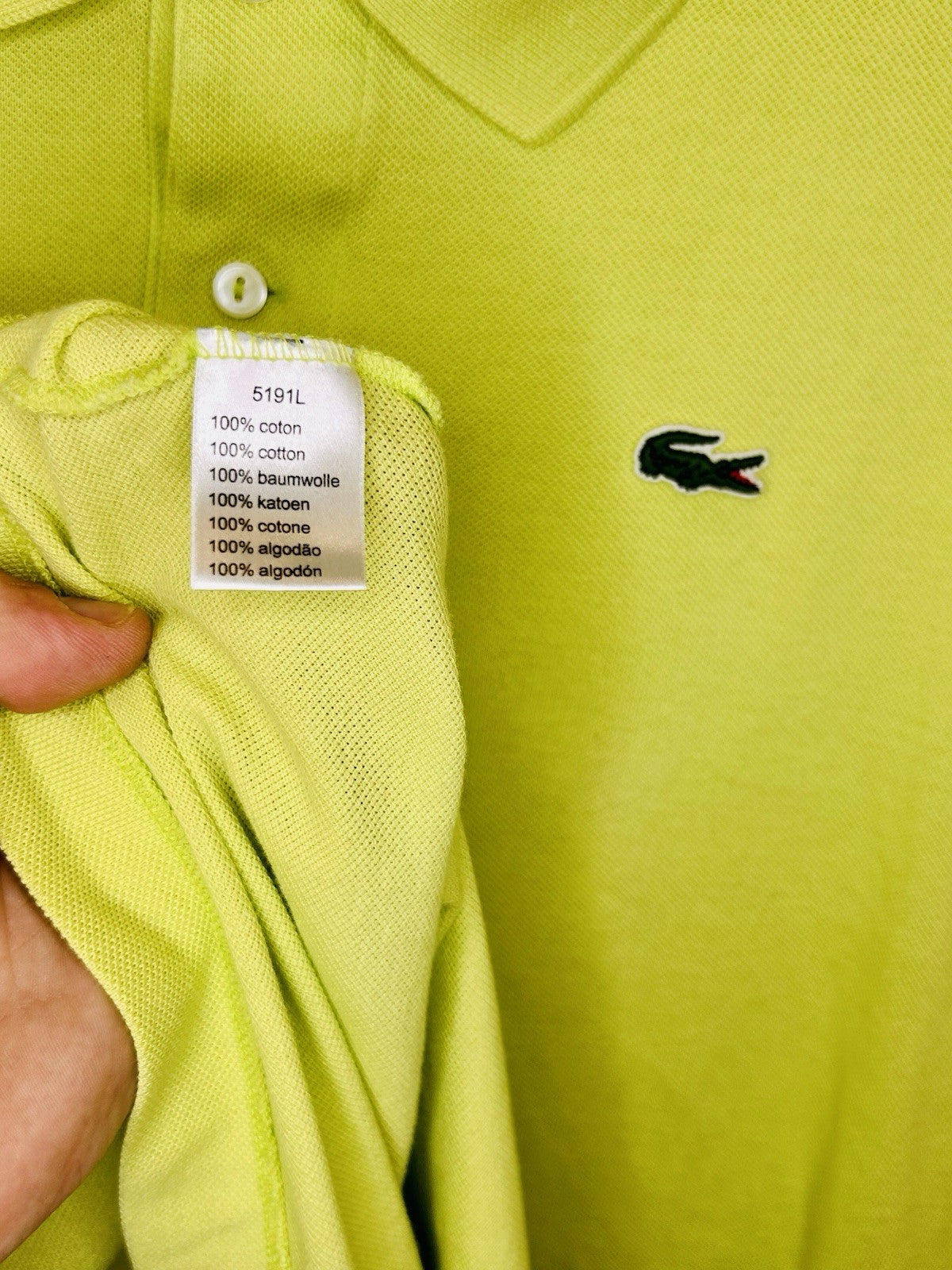Lacoste Lime Green Devanlay Pique Mesh Polo Shirt Men’s Size 9