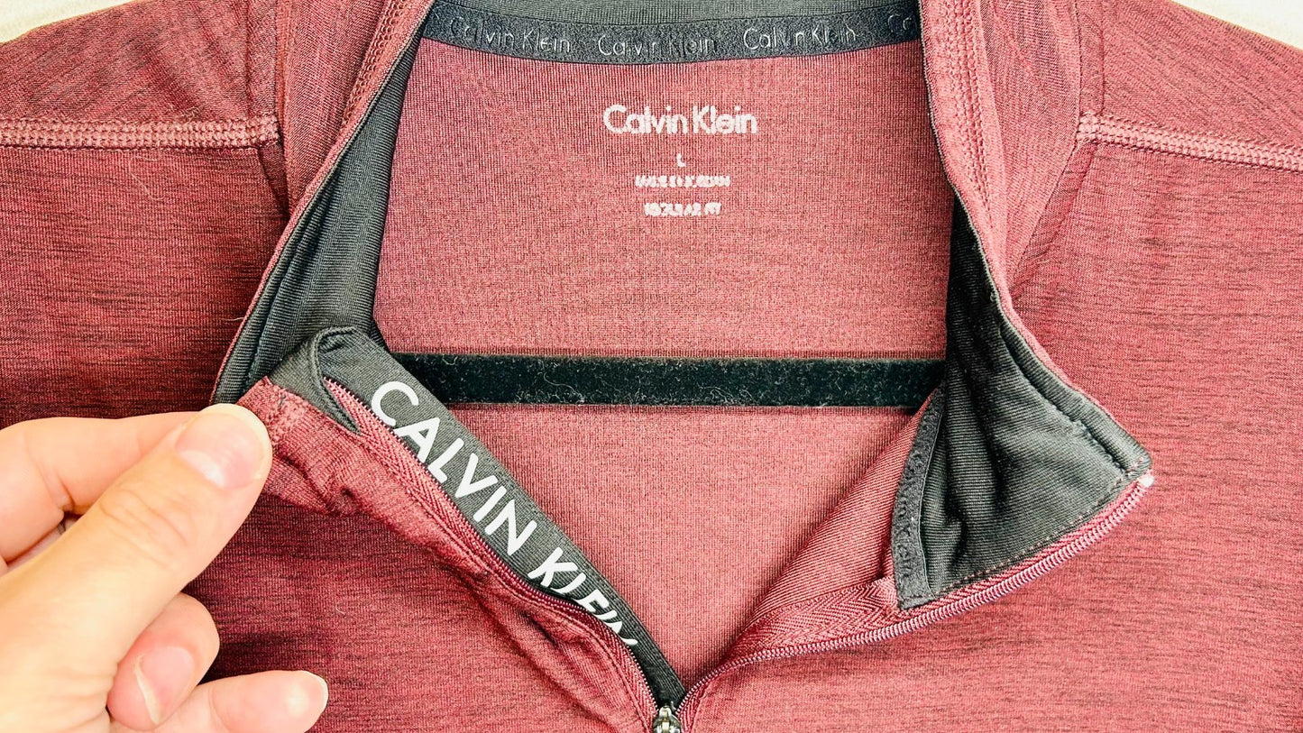 CALVIN KLEIN MEN'S 1/4 ZIP PULLOVER SWEATER Men's Large Garnet