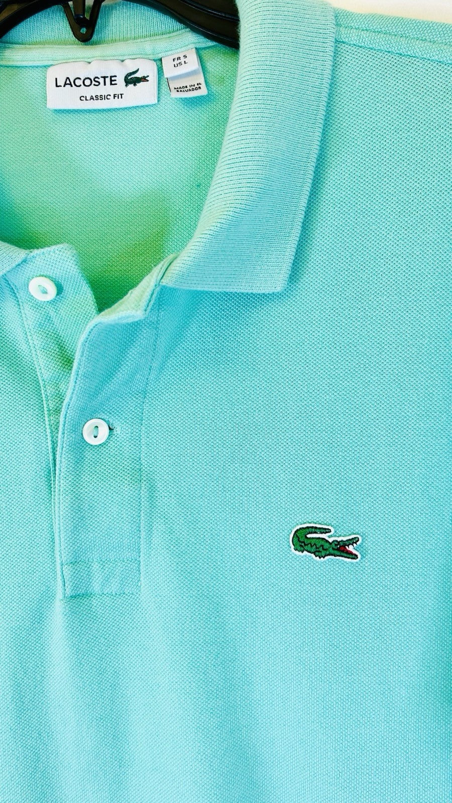 Lacoste Shirt Men's Large Lime Green Regular Fit Crocodile Short Sleeve