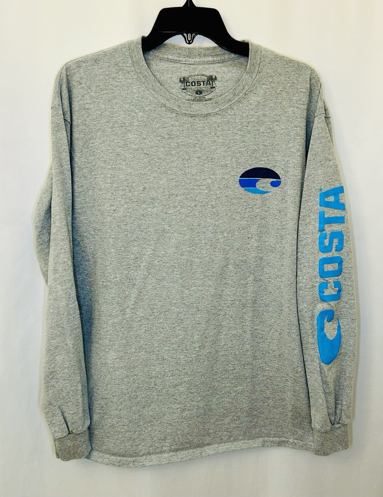 COSTA Gray Long Sleeve Top with Arm Print Men’s Large