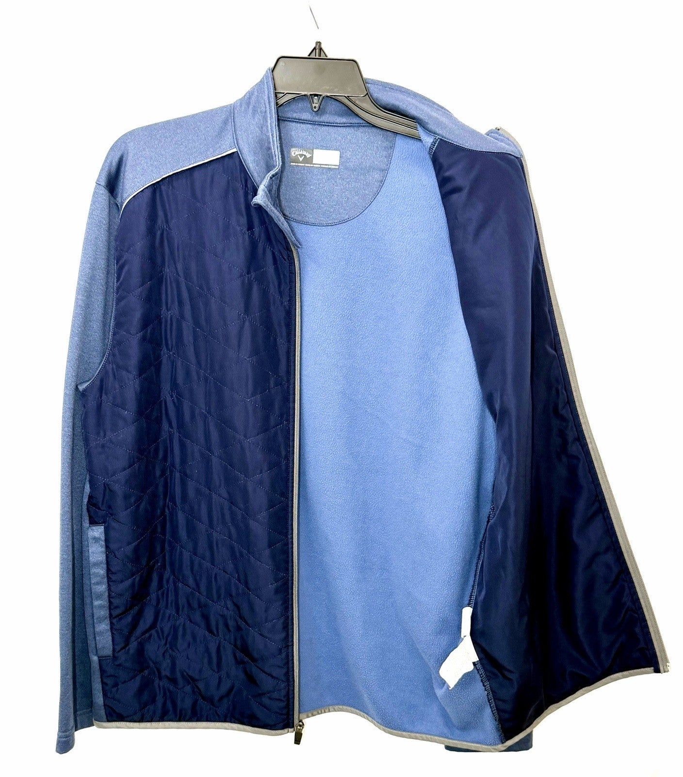 Callaway Mens Golf Jacket Front Quilted Full Zip Long Sleeve, Blue, Sz XL