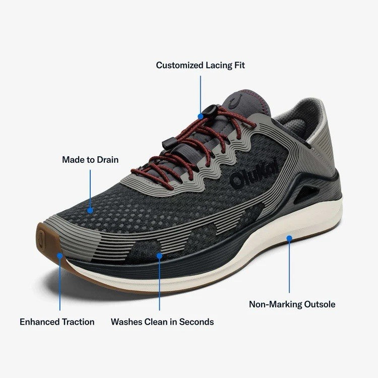 OLUKAI Men's Ahi Water Shoe | Ash/Sterling | Size 11 | $150 Retail