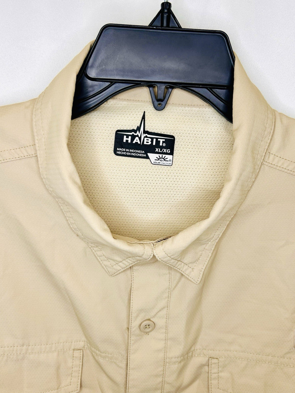 Habit Vented Fishing Shirt Men's XL Tan Pockets 40+ Solar-Factor Long Sleeve