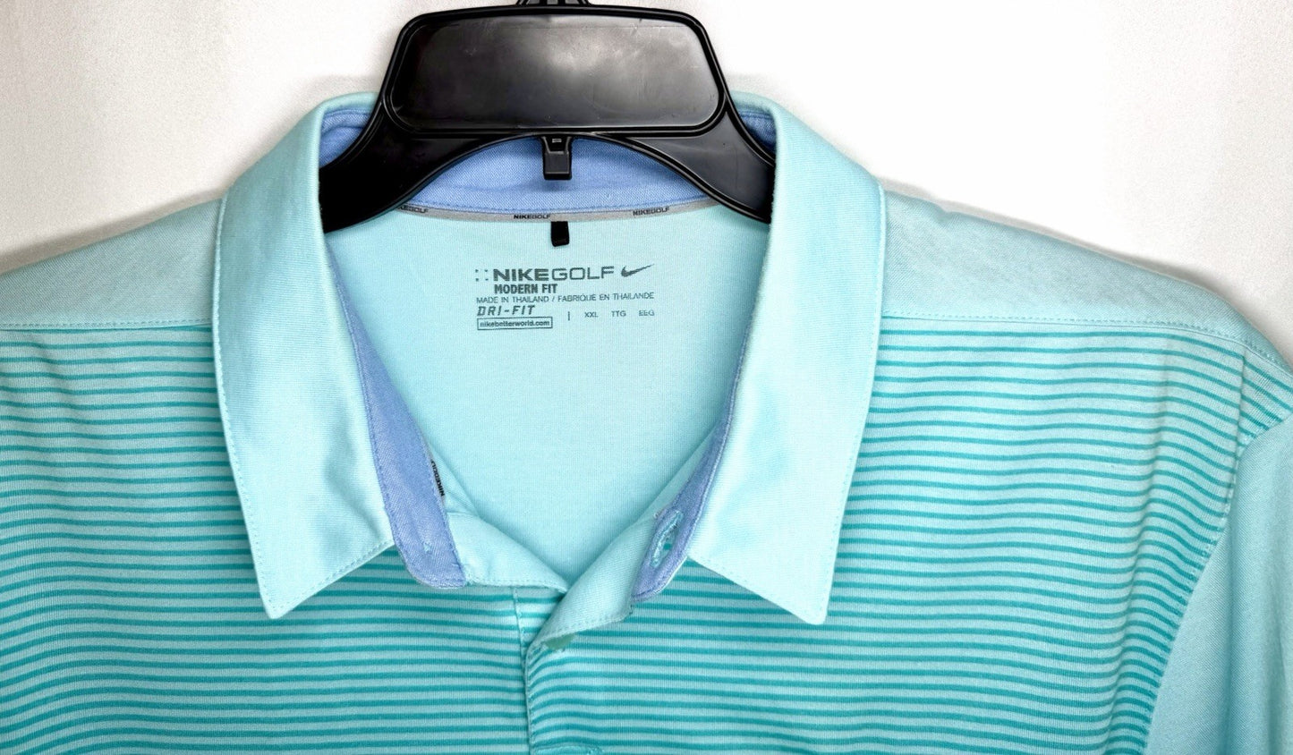 Nike Golf Modern Fit Polo Shirt Mens XL Blue/Green Striped Transition Dry-Fit