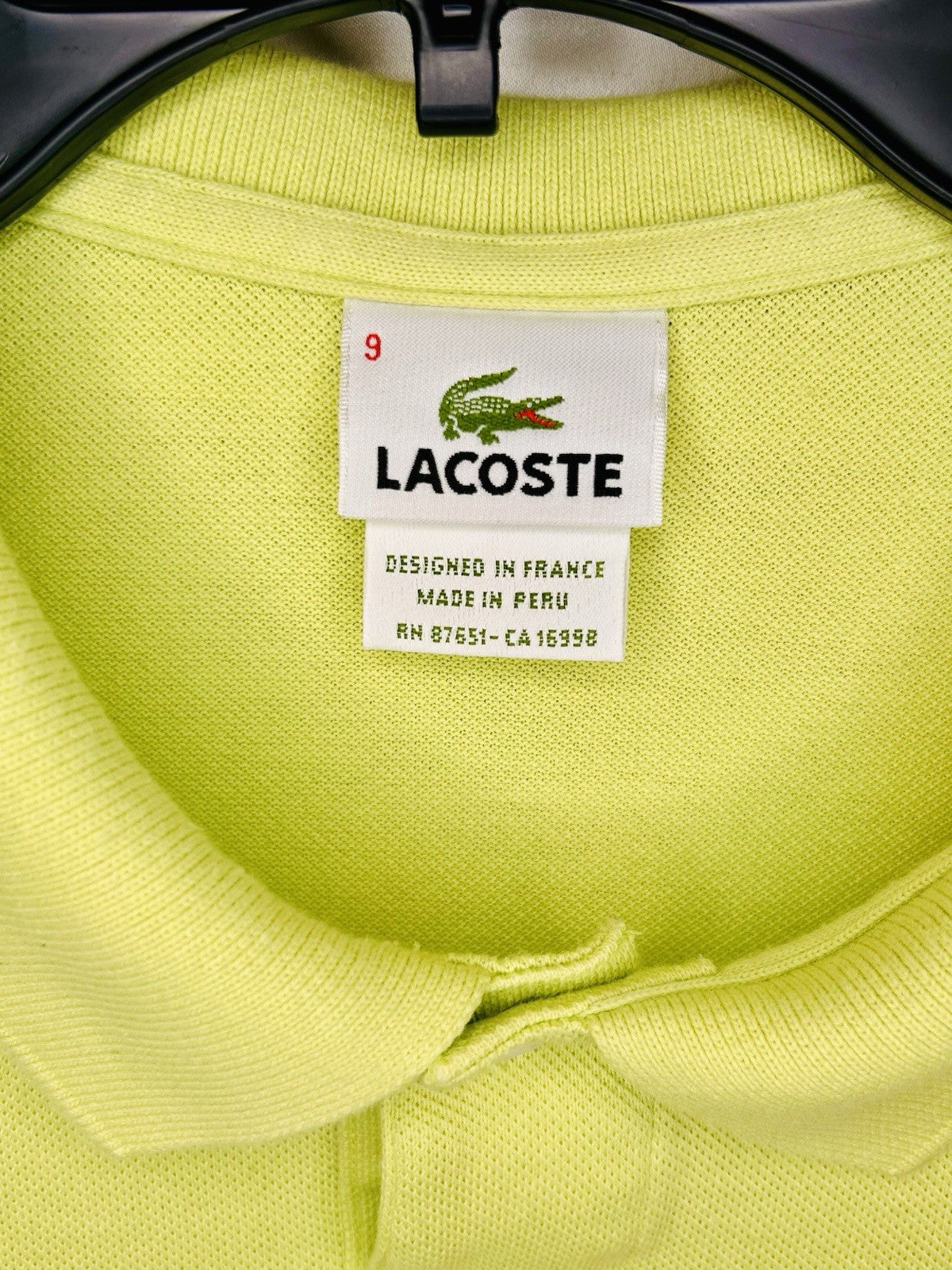 Lacoste Lime Green Devanlay Pique Mesh Polo Shirt Men’s Size 9