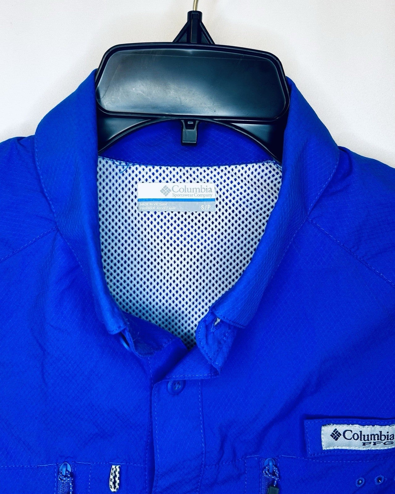 Columbia PFG Performance Fishing Shirt Small Omni-Shade L/S Button Up Blue