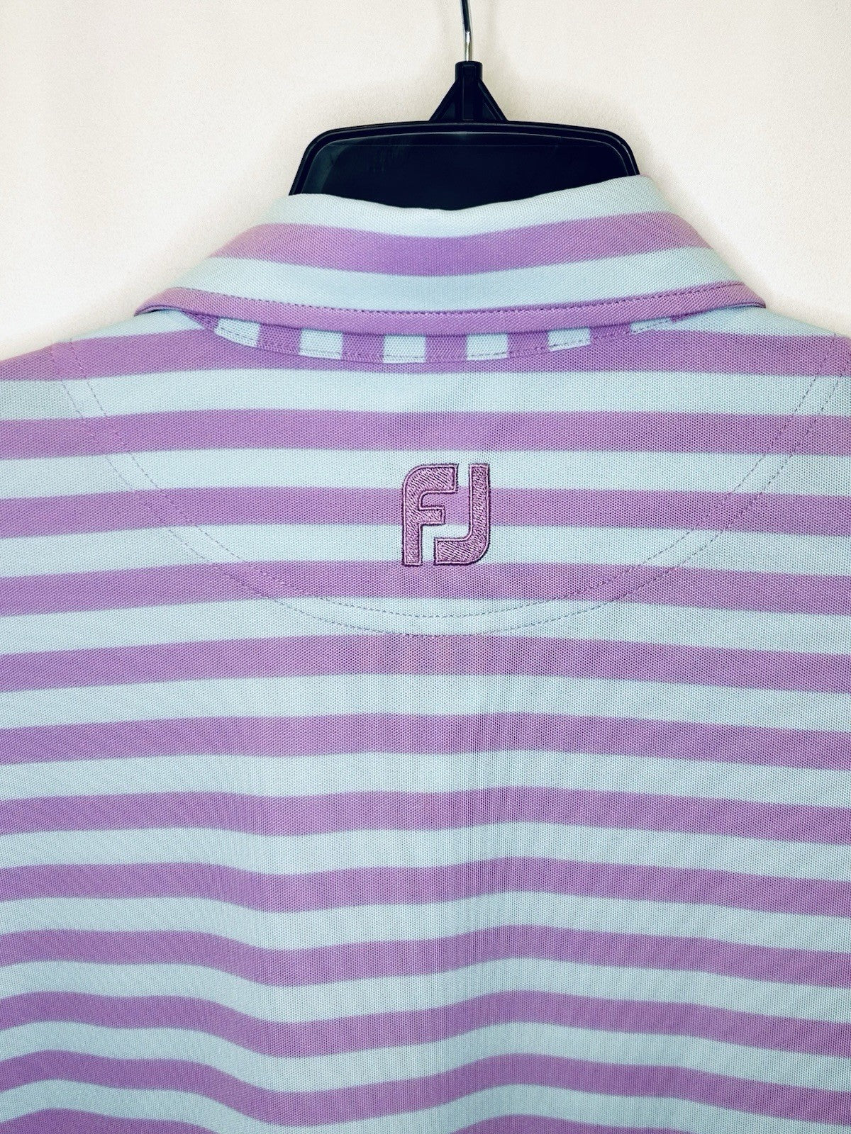 FootJoy FJ Polo Shirt Men Large Blue Striped Short Sleeve Activewear Golf Top