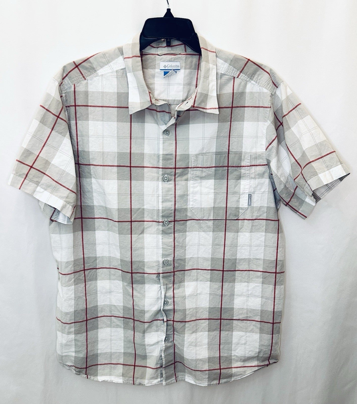 Men's XL Columbia Sportswear Short Sleeve Plaid Cotton Button Down Shirt