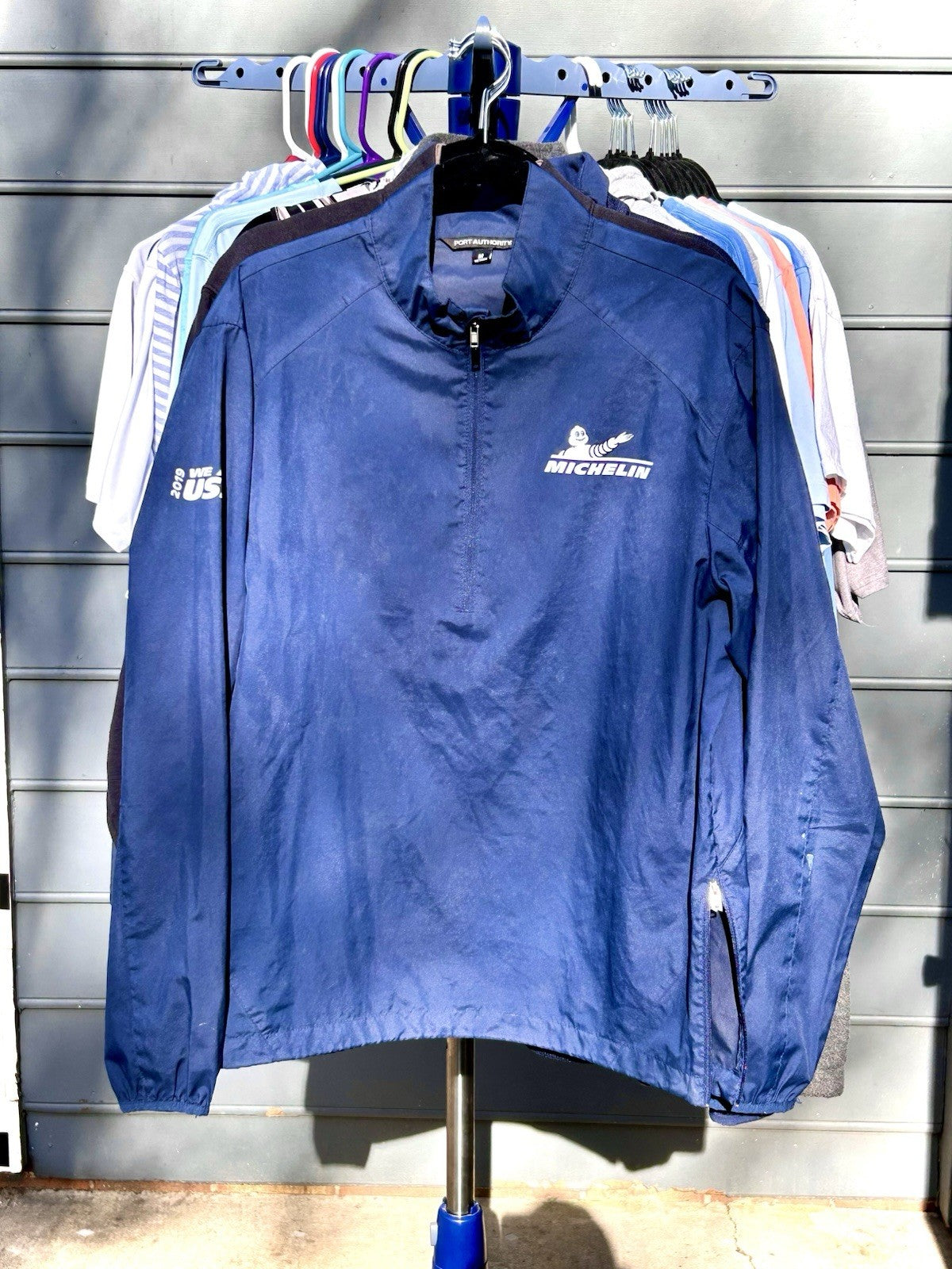 Port Authority/Michelin Tires Navy Track Windbreaker Pullover Men’s Medium