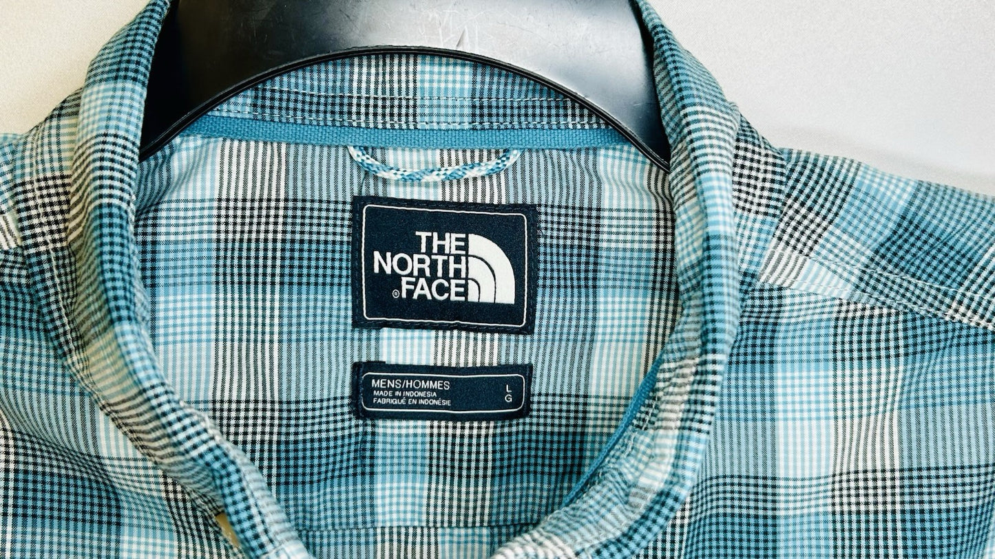 The North Face Shirt Men’s Large Plaid Nylon Button Up Short Sleeve