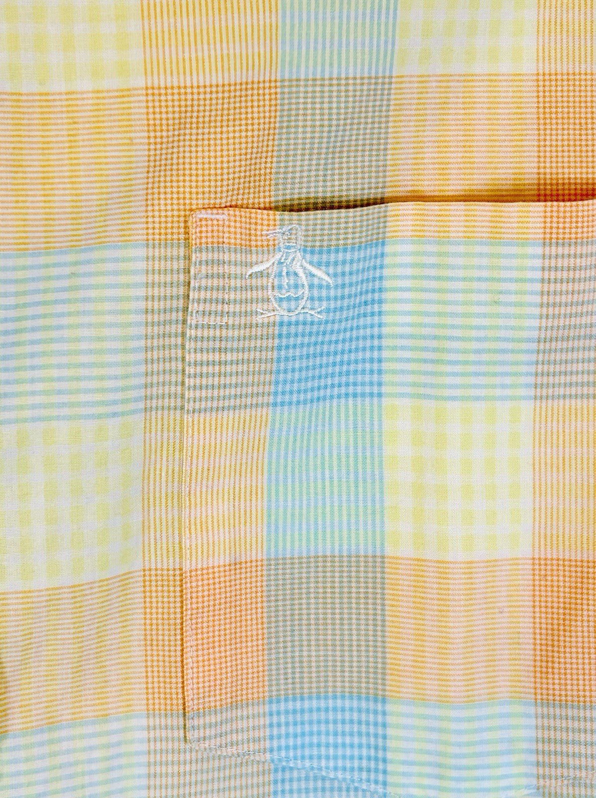 Men's PENGUIN Multicolored Plaid Cotton Short Sleeve Button Up Shirt Size Large