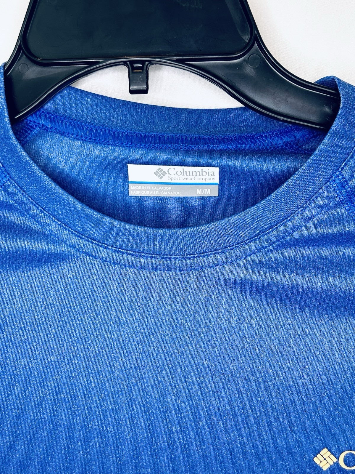 Columbia PFG Men’s Medium Performance Long Sleeve Spell Out Blue Omni Shade