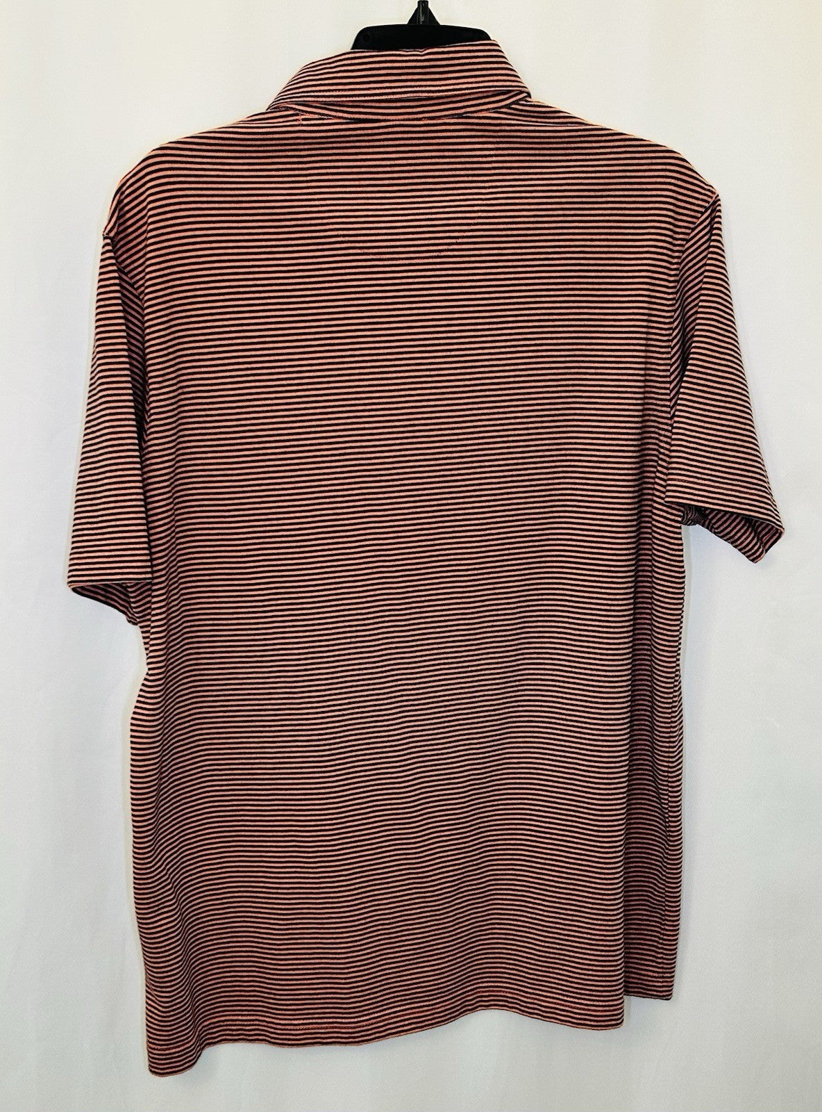 Charleston Threads Golf Polo Shirt-Men's Large- Navy & Orange Striped Activewear