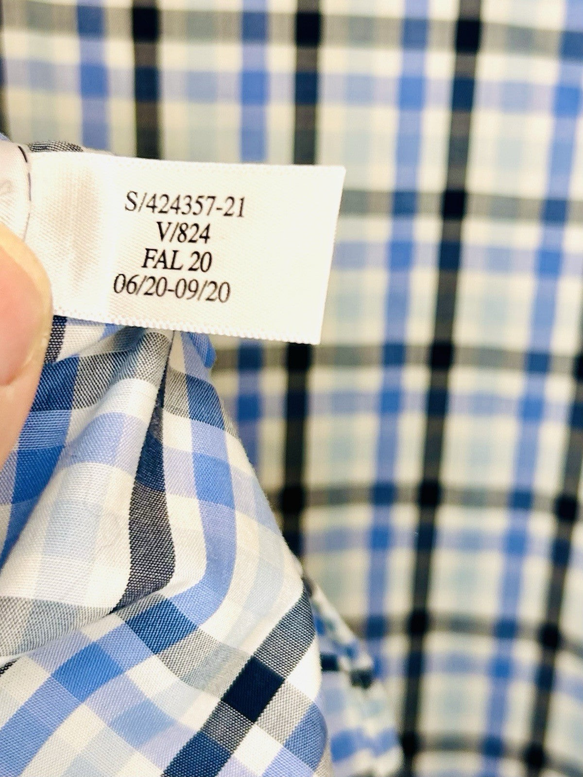BANANA REPUBLIC Mens Blue Plaid Untucked Fit Shirt Stretch Size L Large