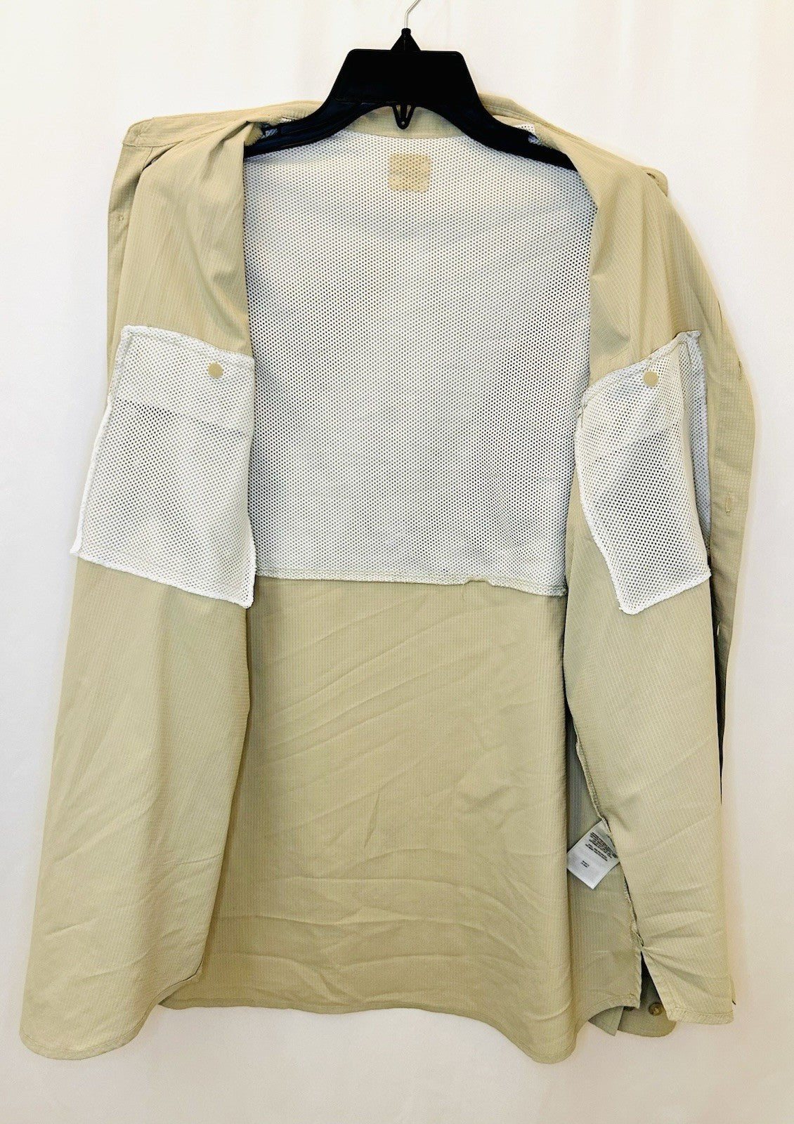 Columbia Men's Large PFG Shirt Omni Shade Vented Long Sleeve Button Beige