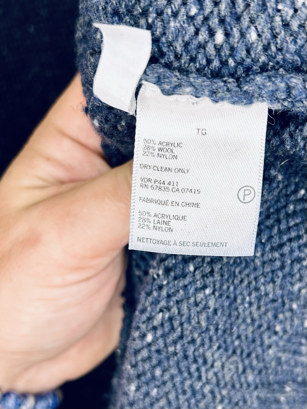 Nautica Men's 4 Button High-Neck Thick Winter Knit Navy Blue Sweater Size XL