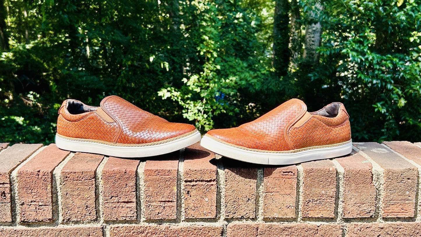 Black Brown 1826 Men's Weave-Around Casual Slip-On Loafer Sz 9.5 / See Pics!!
