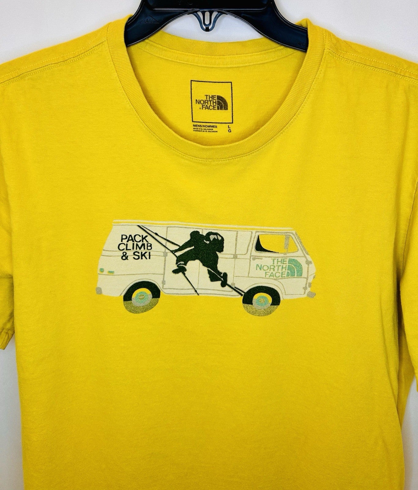 The North Face Shirt Mens L Large Yellow Graphic Pack Climb Ski Camping Hiking
