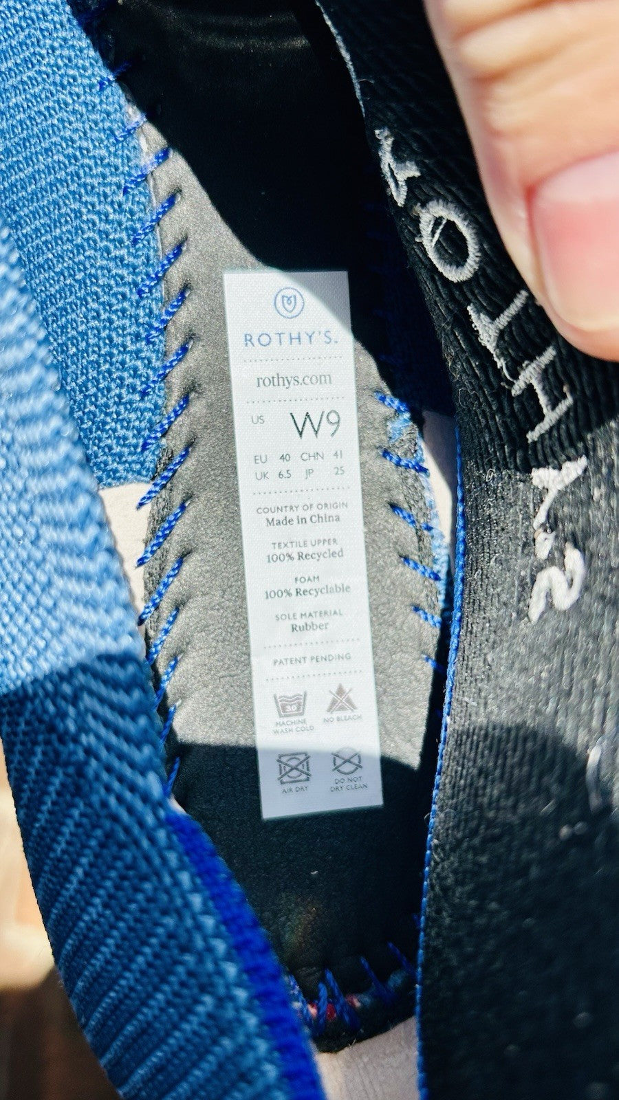 NWOT Rothy's Mini Stripe Blue Indigo Round Slip-On Flat Shoes Women's 9