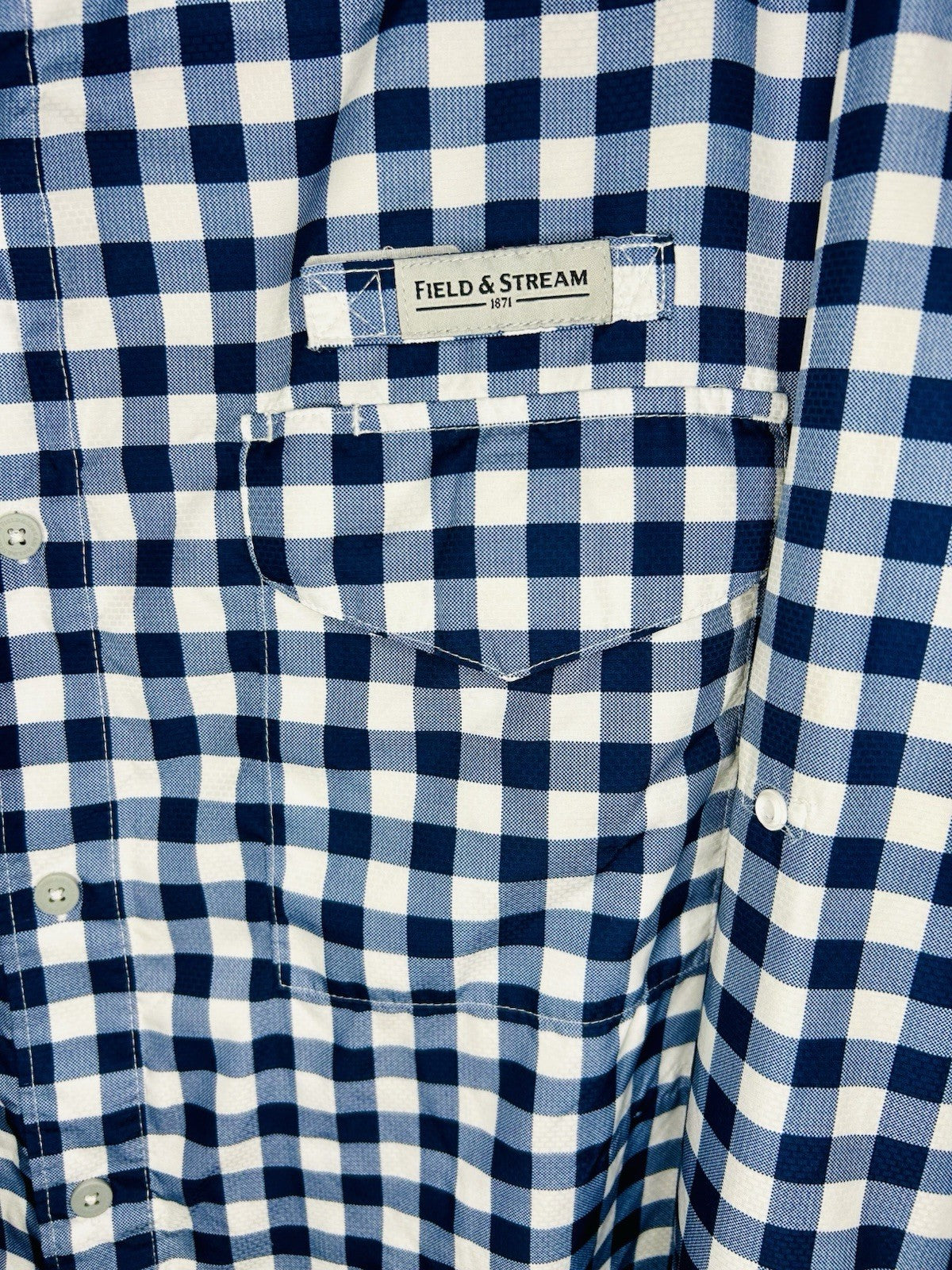 Field & Stream Men's Long Sleeve Latitude Fishing Shirt Gingham Navy/White XL