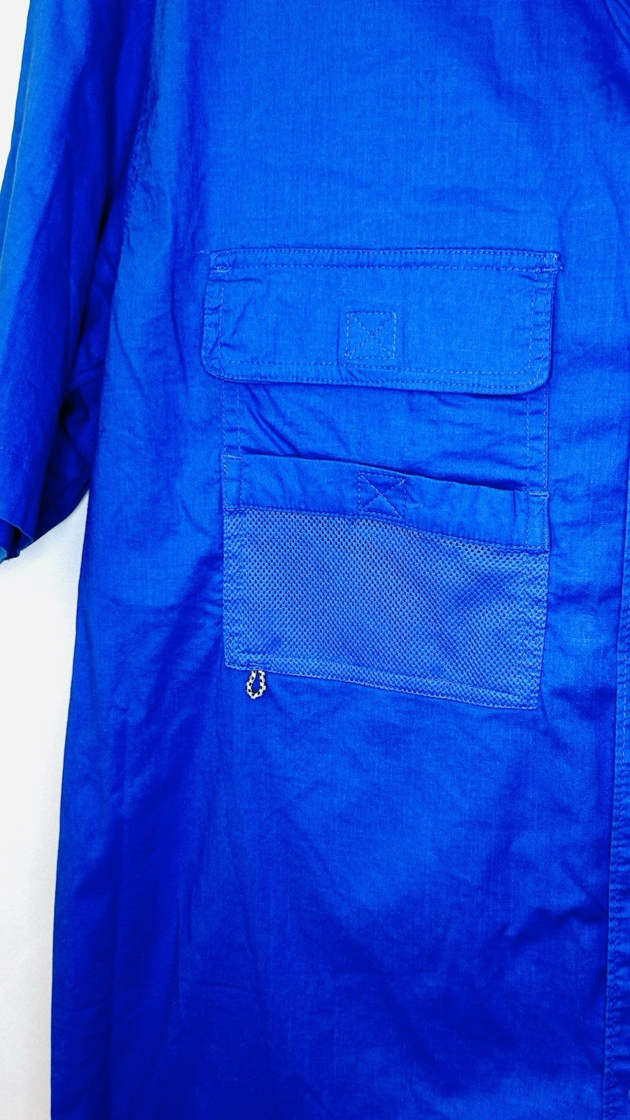 Columbia PFG Short Sleeve Shirt Sz XL Vivid Blue Fishing Button Down Vented