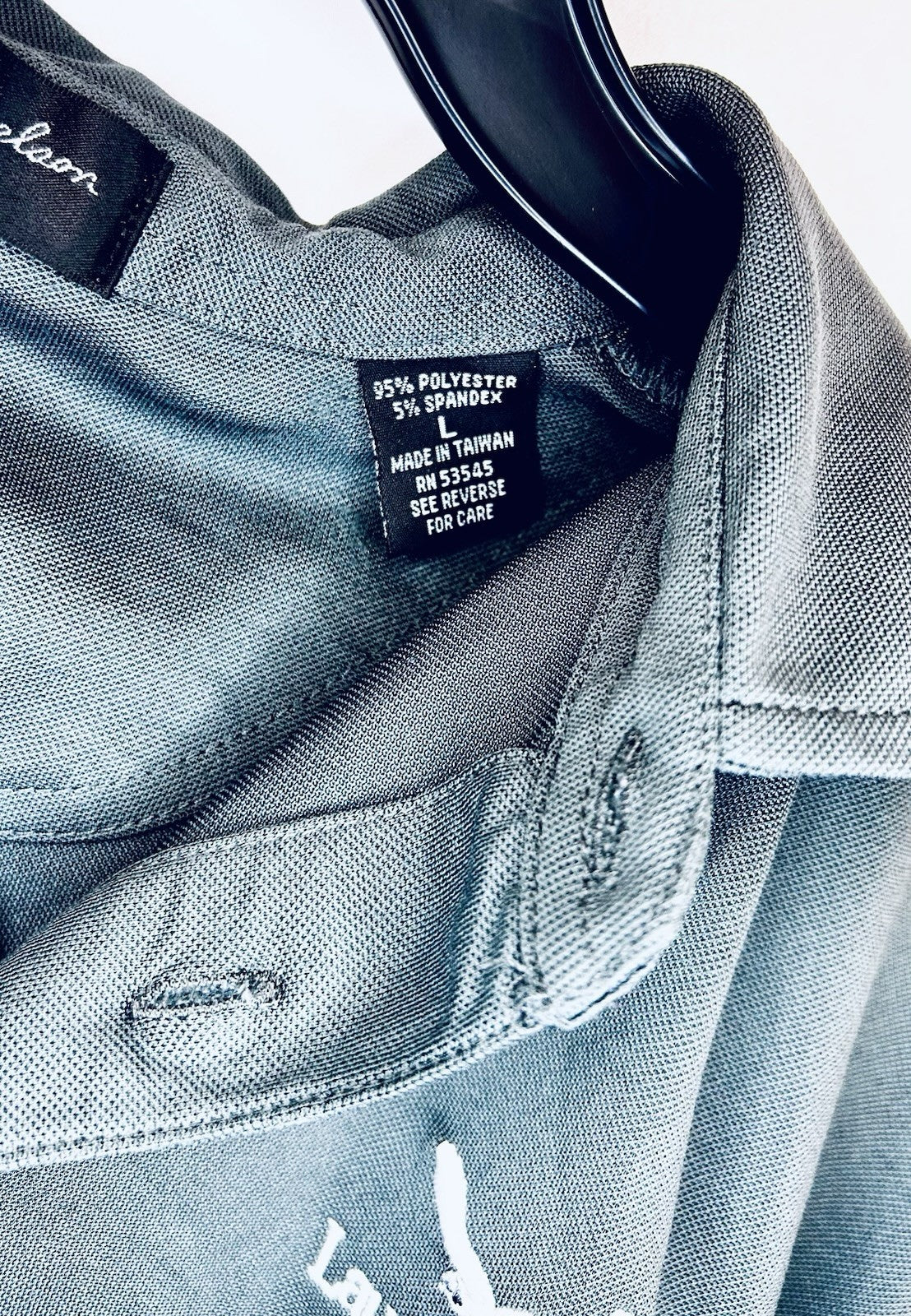 Men's Byron Nelson Basic Collared Solid Black Polo Shirt Size Large