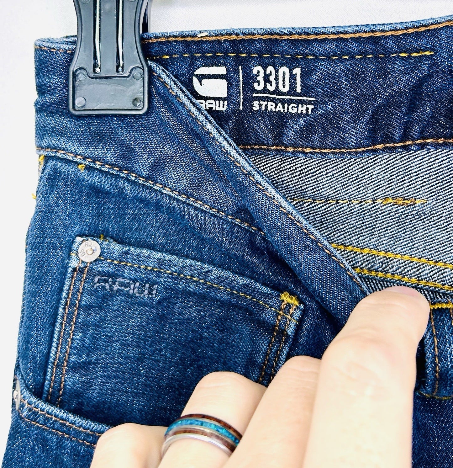 G-Star Raw Jeans Men’s 34x30 Blue Denim Slim 3301 Straight (Tag Reads 34/32)