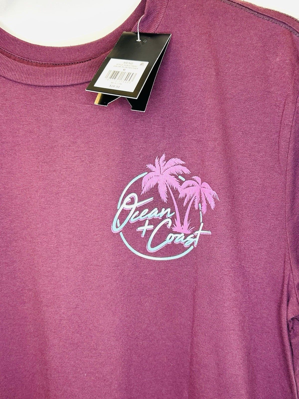 NWT Ocean Coast Fish Graphic Short Sleeve Shirt - Men’s Medium /Plum Heather New