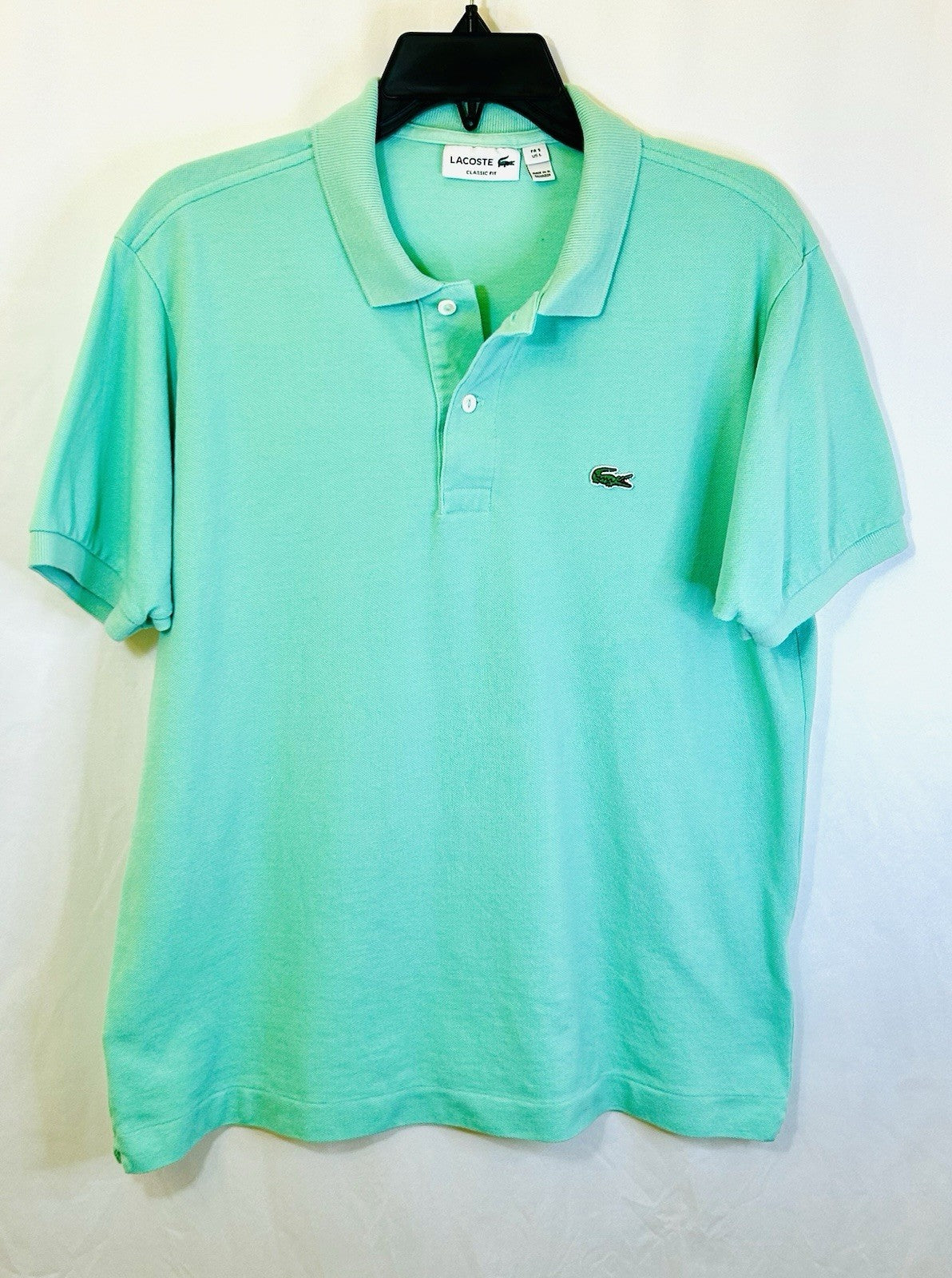 Lacoste Shirt Men's Large Lime Green Regular Fit Crocodile Short Sleeve