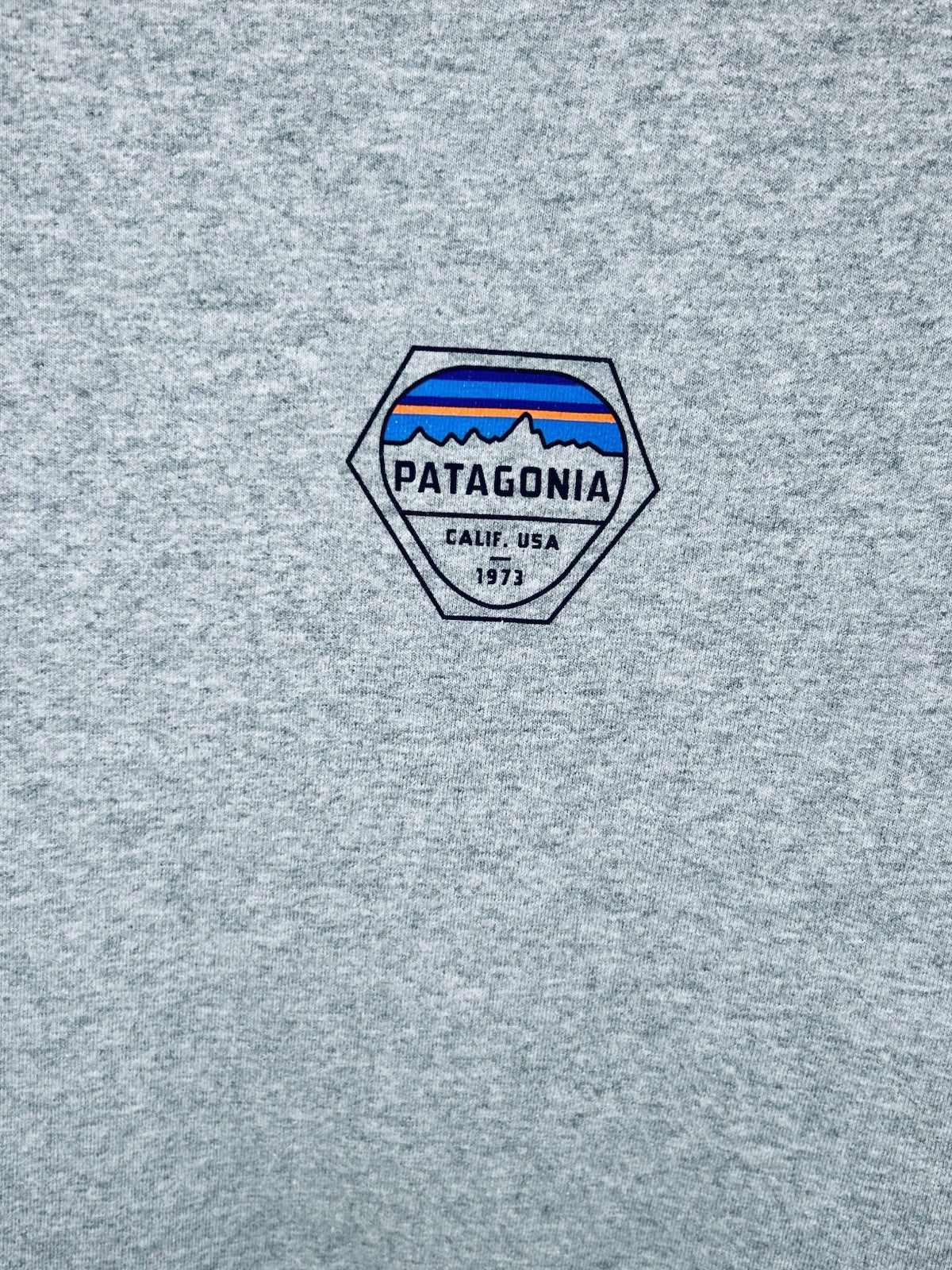 Patagonia Long Sleeve T Shirt Mens Medium Gray Mountain Logo | Graphic Print