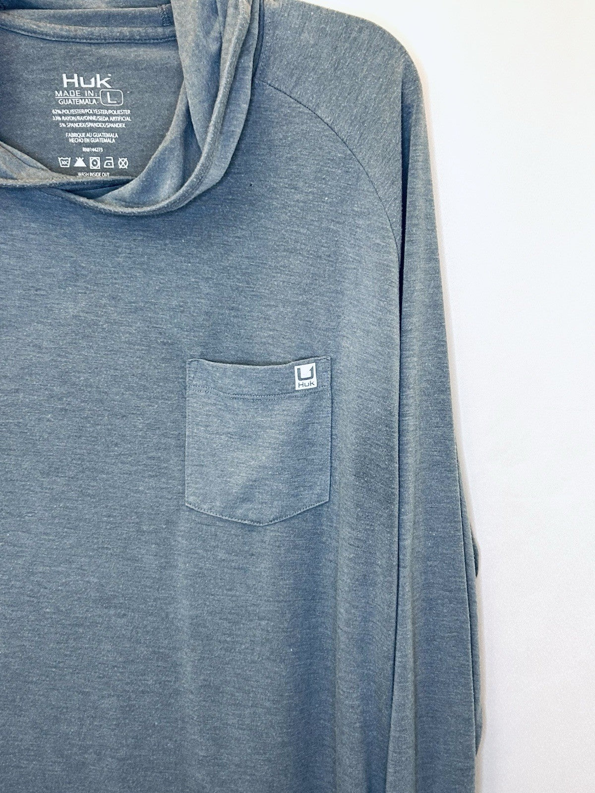 HUK Men's Waypoint Hoodie | Performance Long-Sleeve Shirt +50 UPF Size L Large