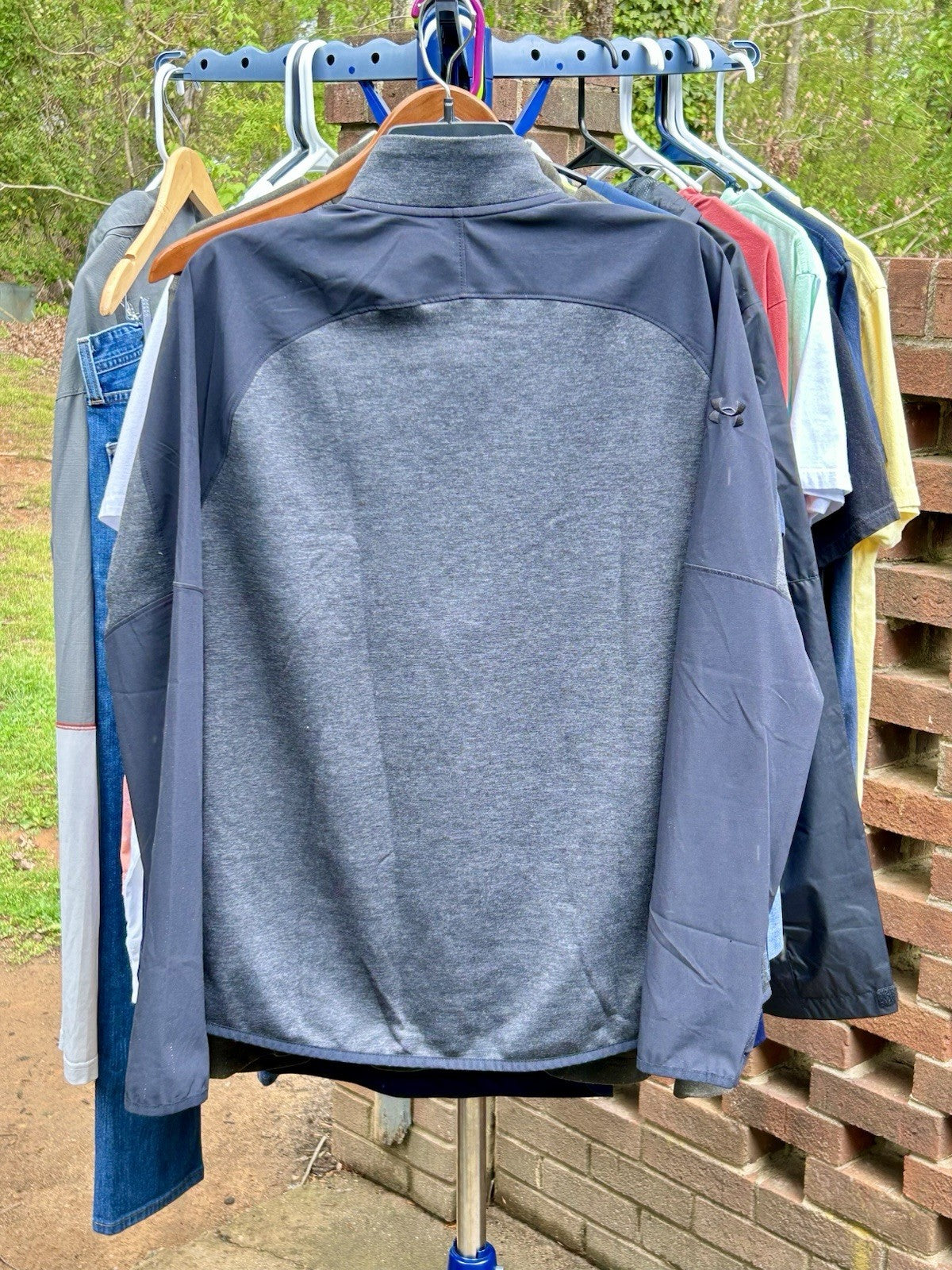 UNDER ARMOUR LOOSE ColdGear Mens Large 1/4 Zip Pullover Lightweight Fleece Gray